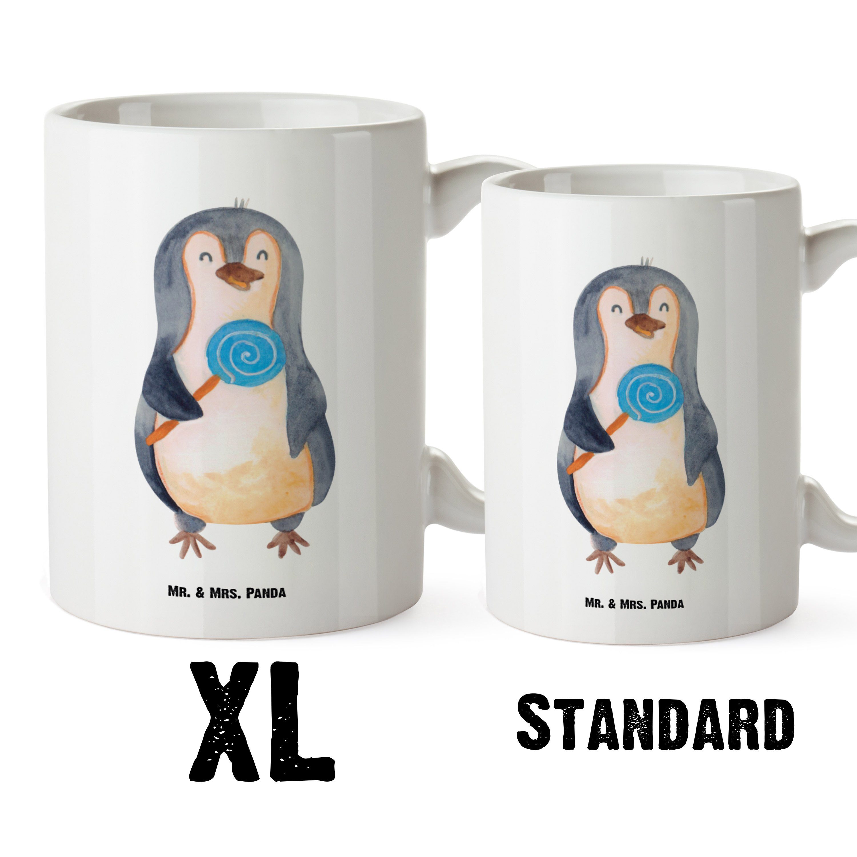 Mr. & Mrs. Panda Tasse Pinguin Lolli - Weiß - Geschenk, spülmaschinenfest, XL Tasse, XL Teet, XL Tasse Keramik