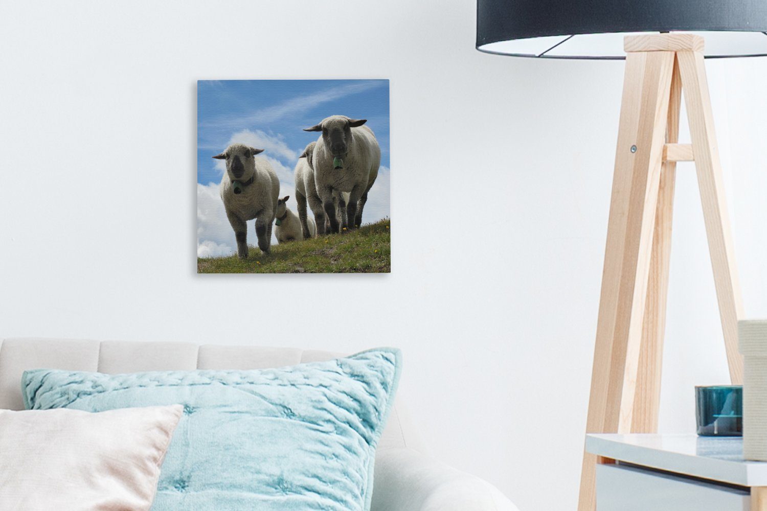 OneMillionCanvasses® Leinwandbild Schafe Wohnzimmer Schlafzimmer Berge für bunt - - Alpen, (1 Bilder Leinwand St)