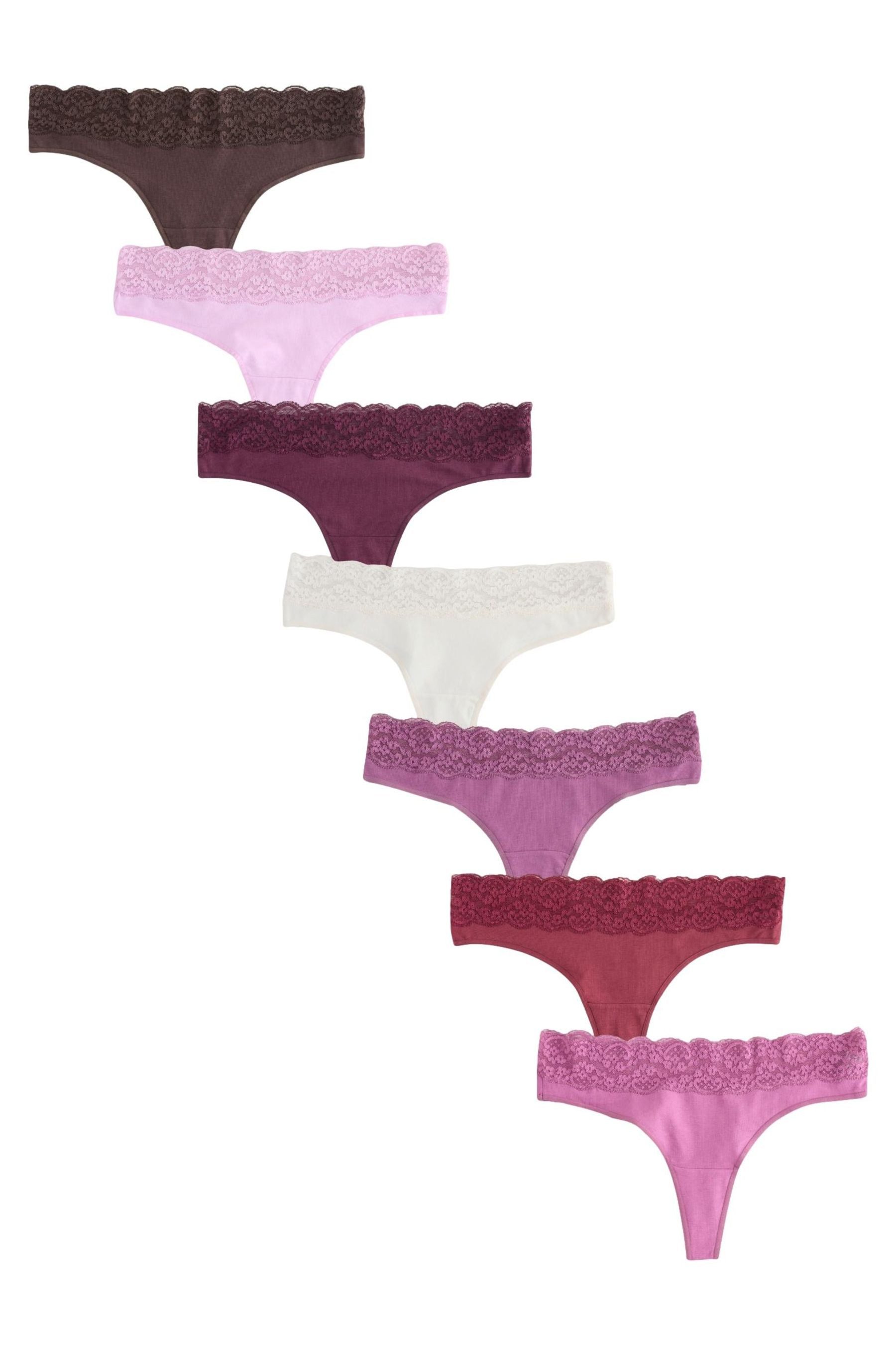 Next Tanga 7er-Pack Baumwollslips mit Spitze, Tanga (7-St)