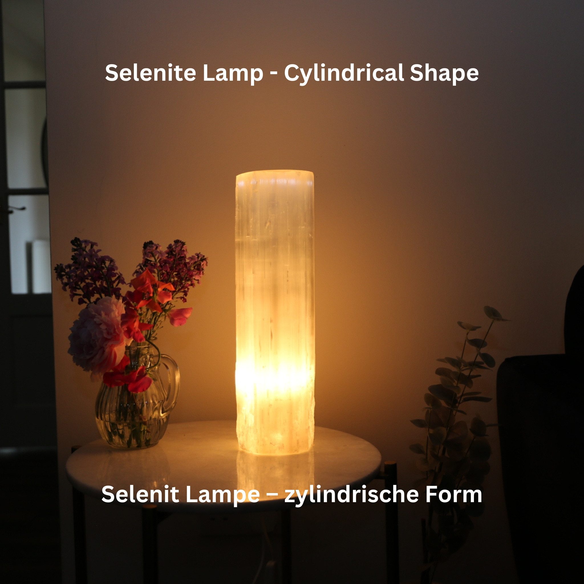 Heimtex Salzkristall-Tischlampe Selenit-Zylinderturm Lampe - Marokkanische günstig online kaufen