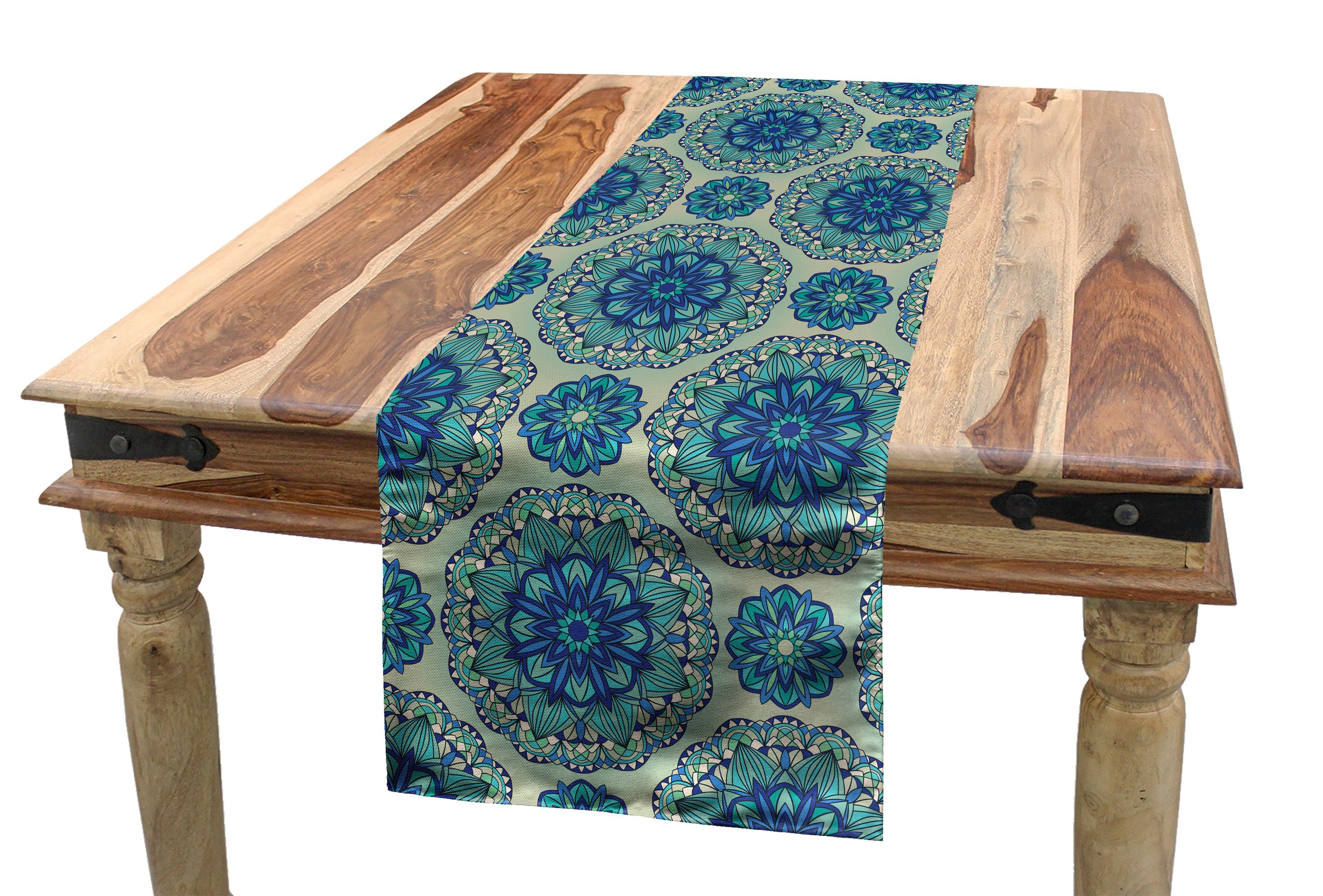 Abakuhaus Tischläufer Esszimmer Küche Rechteckiger Dekorativer Tischläufer, Mandala Floral ornamentale Details