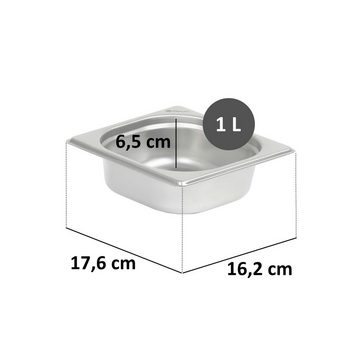 Mahlzeit Thermobehälter GN Behälter 1/6, Höhe 65 mm, Edelstahl Gastronomiebehälter, Edelstahl, für Chafing Dish