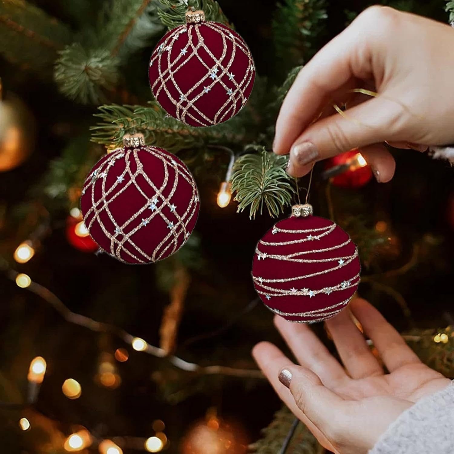Coonoor Weihnachtsbaumkugel Weihnachtsdeko Weihnachtskugeln 12-teiliges Set,Weihnachtsbaumschmuck