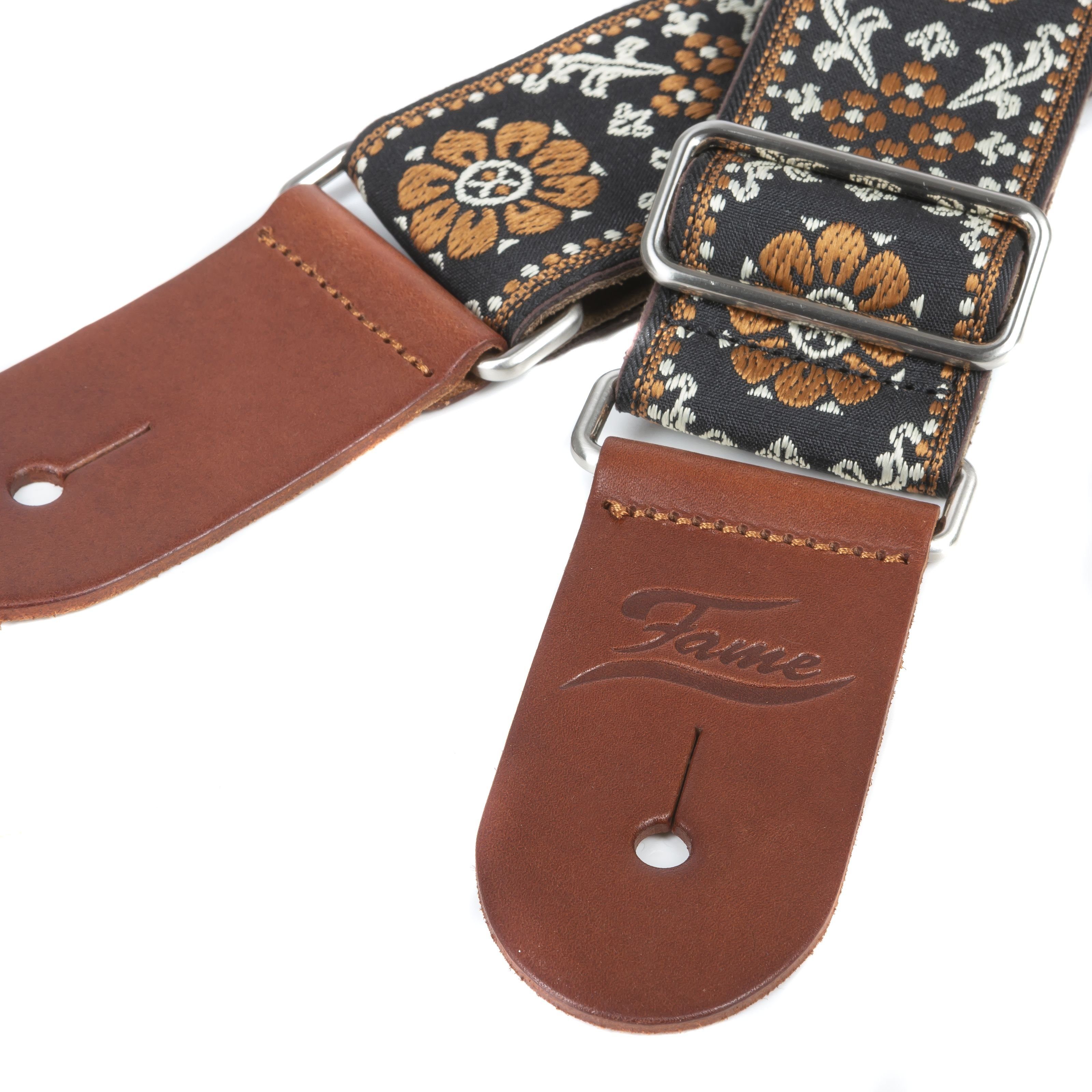 FAME Gitarrengurt, Gitarrengurt, Nylon, Verstellbar, Floral-Motiv