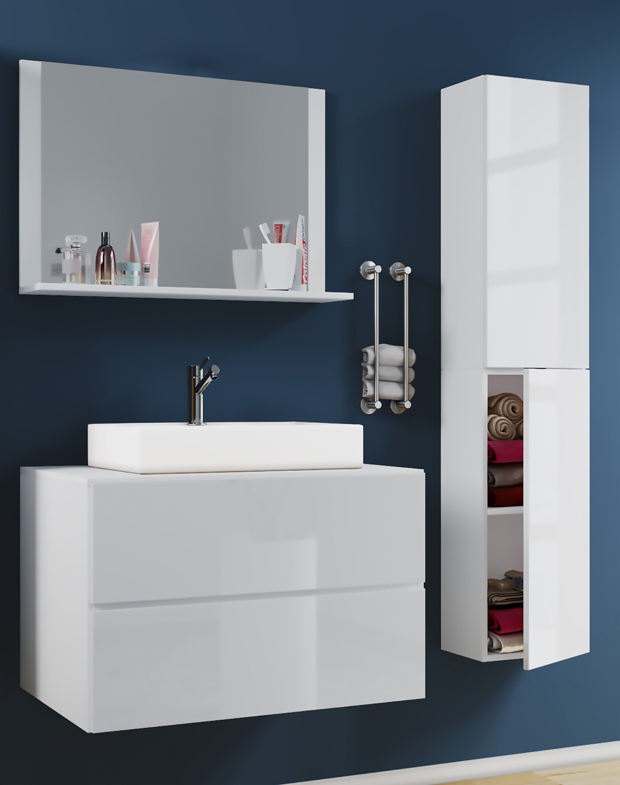 VCM Waschtisch 4-tlg. Waschplatz Waschtisch Lendas L Schublade (4-St)