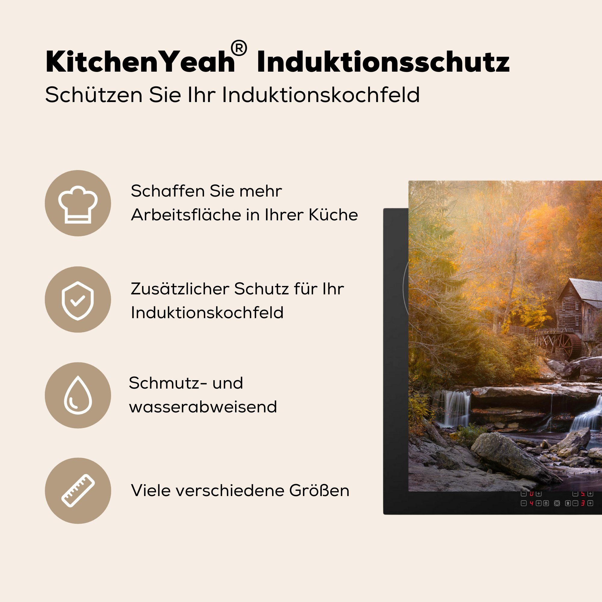 - Ceranfeldabdeckung, Haus, Vinyl, für Herbst Herdblende-/Abdeckplatte - Landschaft MuchoWow (1 küche 78x78 cm, Arbeitsplatte tlg),