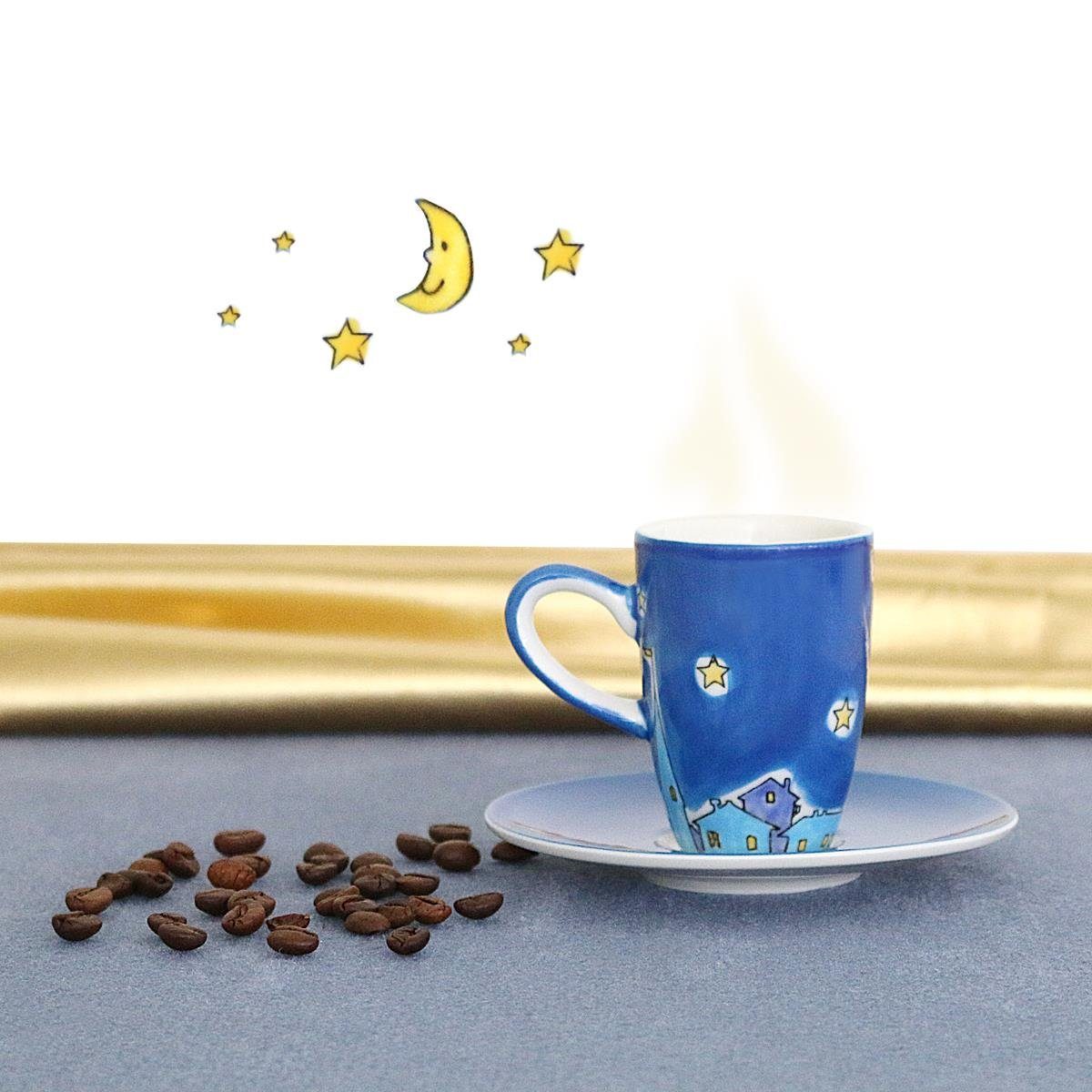 Mila Espressotasse Mila Keramik Espresso-Tasse mit Untere NachtKatzen, Keramik