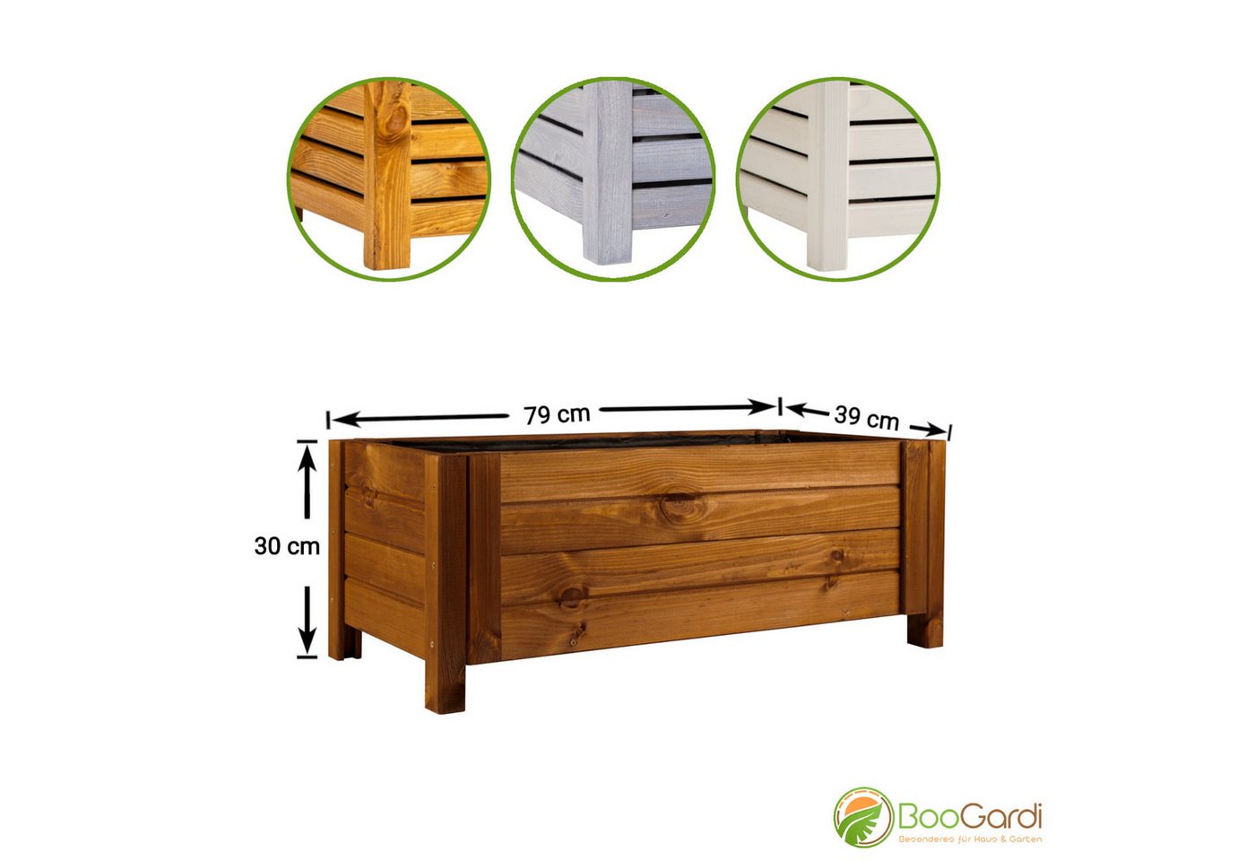 Thumbnail - BooGardi Pflanzkübel Blumenkasten Holz mit Vlies (1 St., Dunkelbraun Gross), 2 Größen Pflanzkasten Blumentopf Balkon Ter...