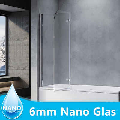 SONNI Badewannenaufsatz Duschwand für Badewanne, Einscheibensicherheitsglas mit Nano Beschichtung, 120x140 cm, für Badezimmer, faltbar
