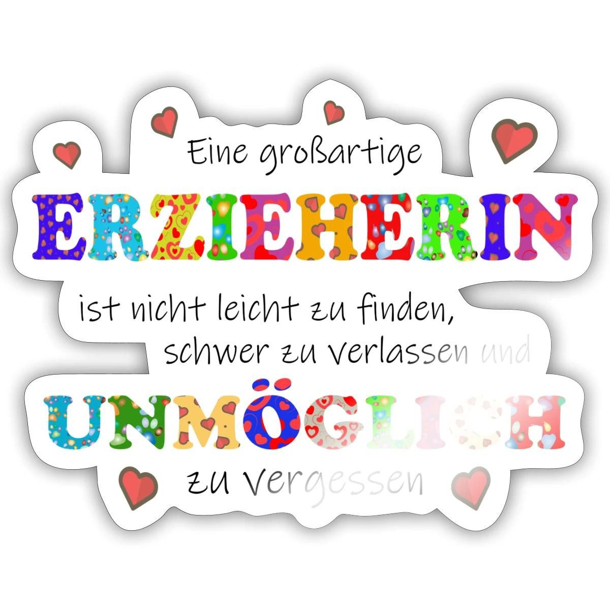 Spreadshirt Aufkleber Großartige Erzieherin Abschiedsgeschenk Sticker Aufkleber