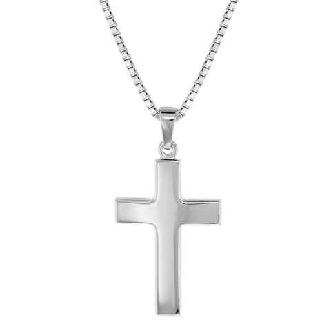 trendor Kette mit Anhänger mit Kreuz 27 mm Sterlingsilber 925