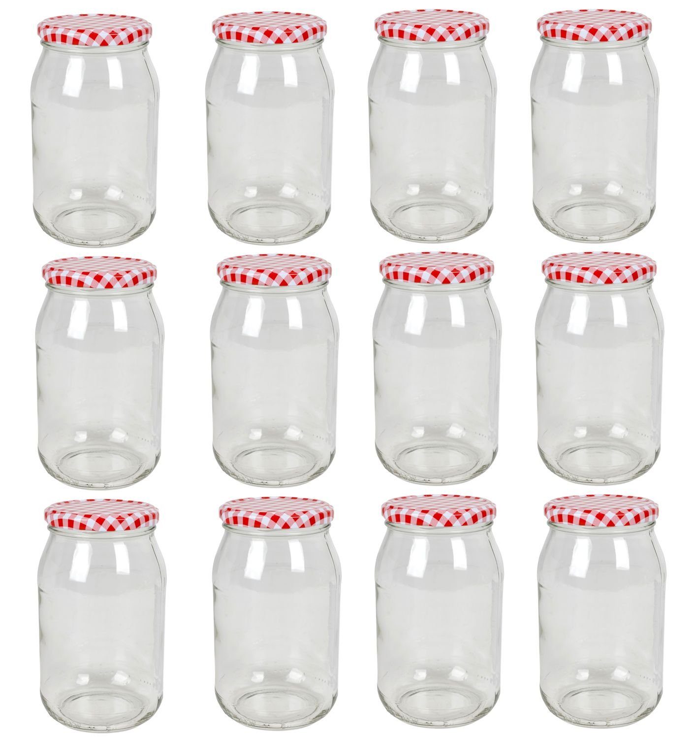 BURI Vorratsdose 12 x Einmachglas 900ml Vorratsglas Einweckglas Konserve Schraubdeckel, Glas