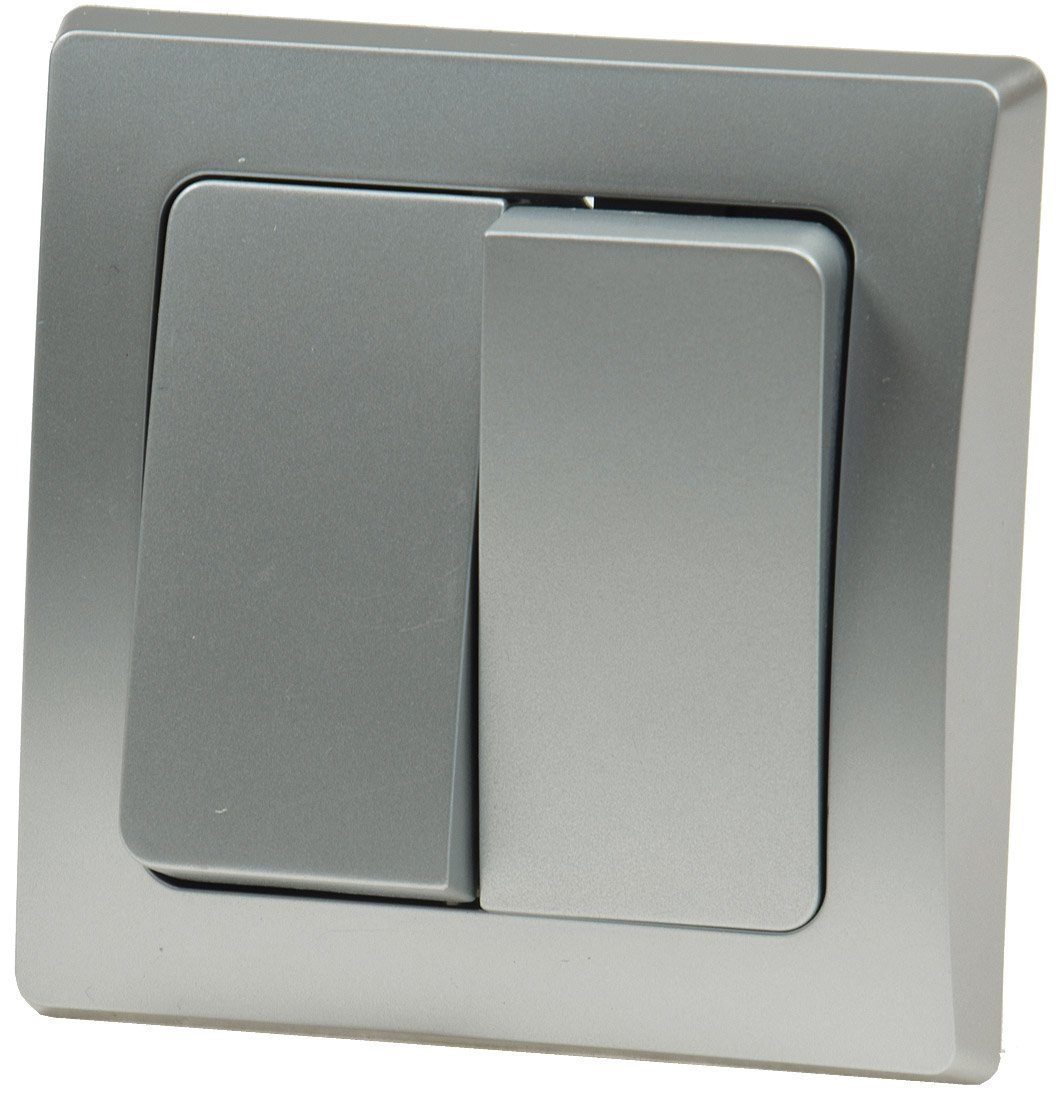 Schalter DELPHI Serien-Schalter 2-fach 250V~/ 10A, inkl. Rahmen, UP, silber