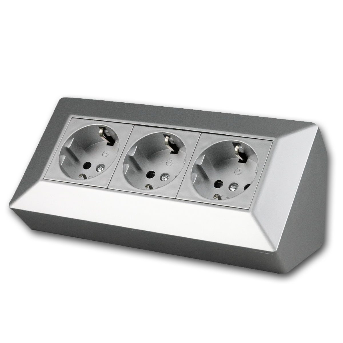ChiliTec Aufputz-Steckdose DELPHI 3-fach Steckdosenblock, silber 250V~/ 16A