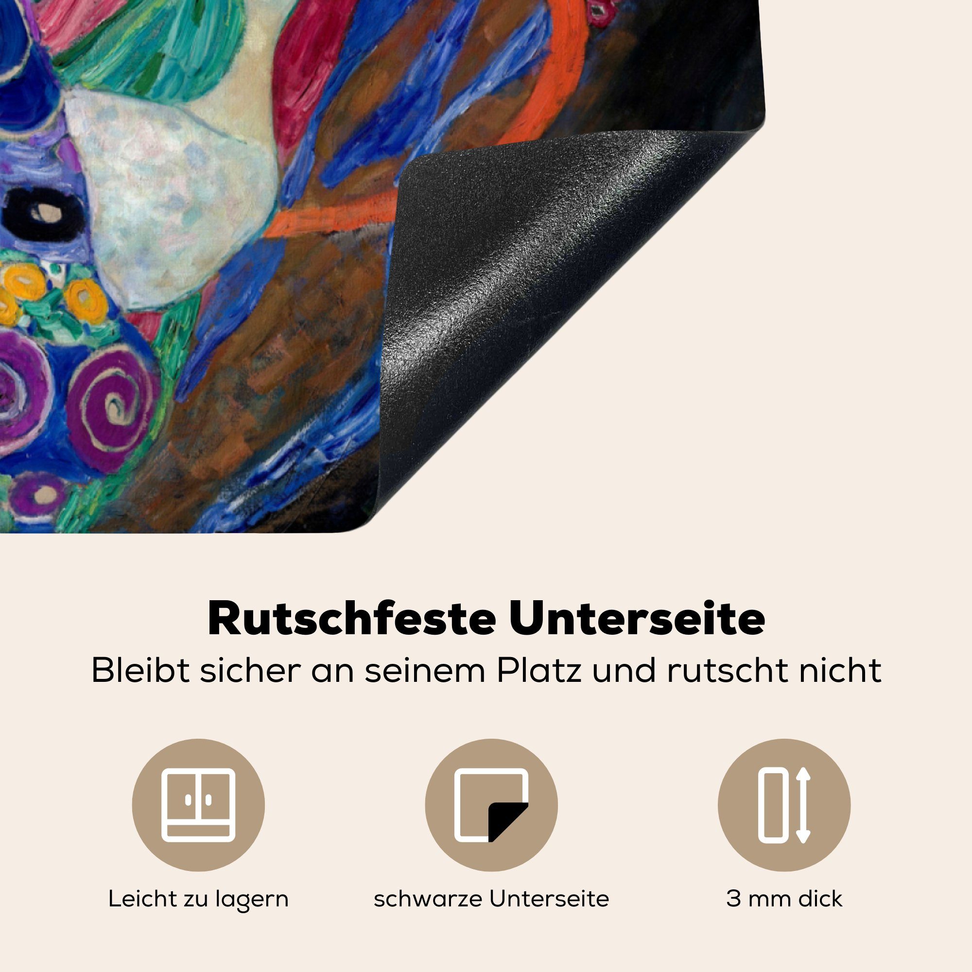 MuchoWow Herdblende-/Abdeckplatte Die Jungfrau cm, Ceranfeldabdeckung, 78x78 (1 tlg), küche Gustav Klimt, für Arbeitsplatte Vinyl, 