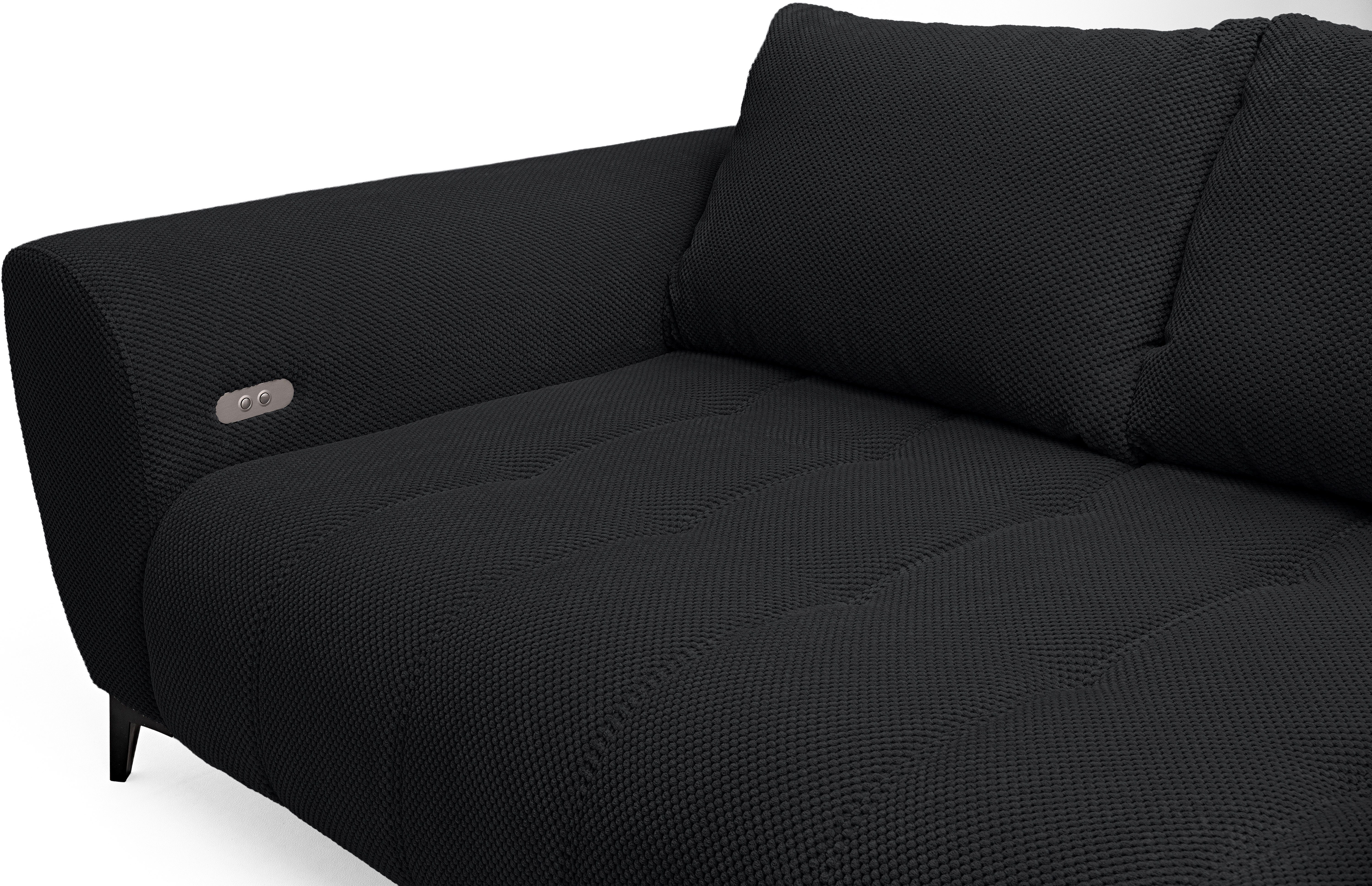 WERK2 Ecksofa Garay inkl. elektr. Sitztiefenverstellung, bodenfrei, viel Platz, Waffelcord, L-Form, XXL, elektrische Sitztiefenverstellung – Bild 4 von 5