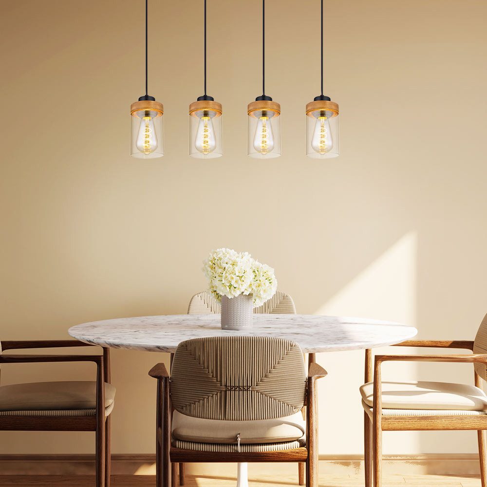 GLOBO LIGHTING Hängeleuchte, Leuchtmittel nicht inklusive, Hängelampe Esszimmerleuchte Metall Glasschirme rauch 4 Flammig L 82 cm