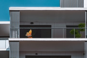 MuchoWow Balkonsichtschutz Schmetterling - Blumen - Insekt - Porträt - Schwarz - Orange (1-St) Balkonbanner, Sichtschutz für den Balkon, Robustes und wetterfest