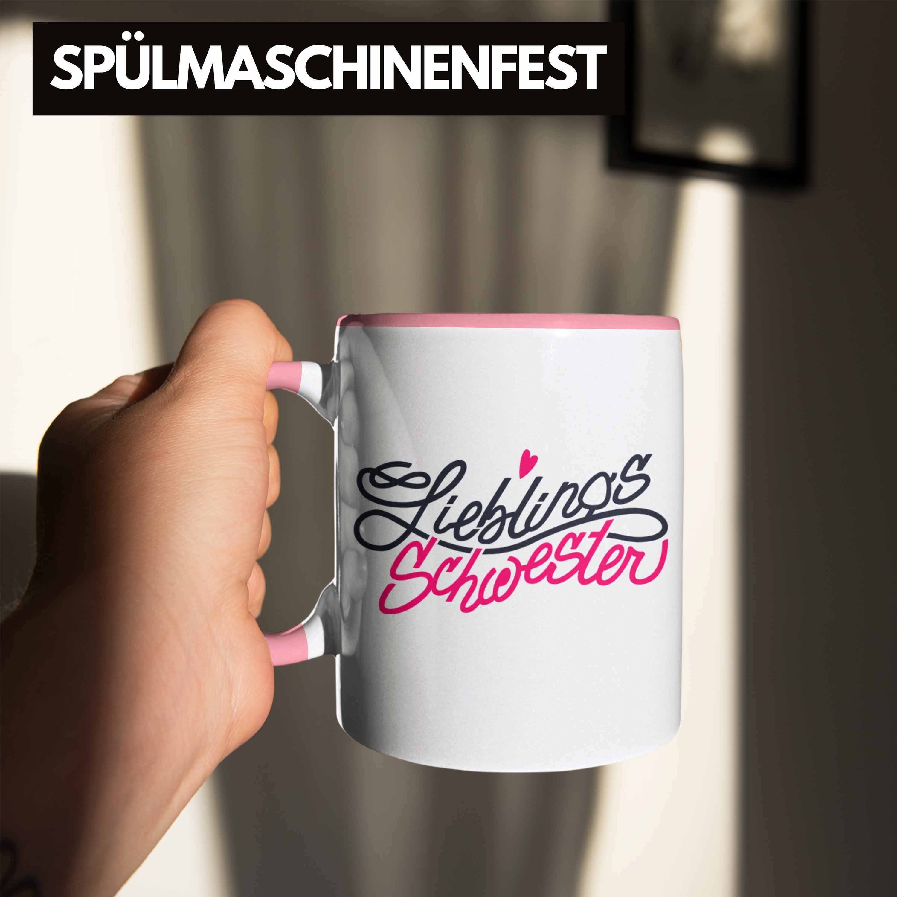 Welt Tasse Trendation Lieblingsschwester Geschenk - Spruch Schwester Beste Tasse Der Geschenkidee Trendation Rosa