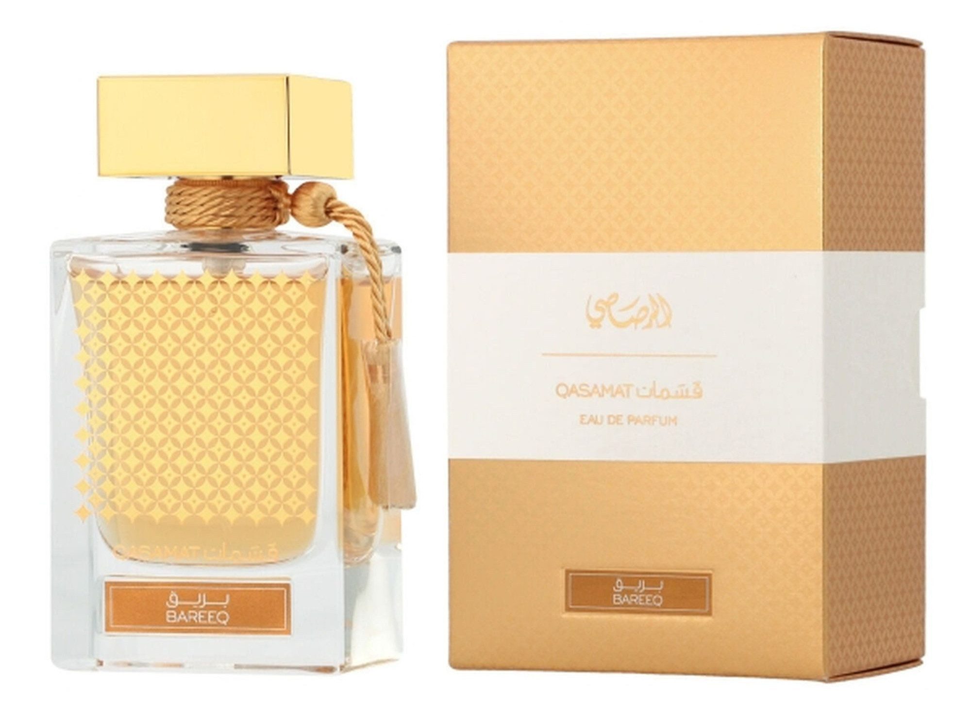 Rasasi Duft-Set Qasamat Bareeq Eau de Parfum (EDP) Damen Herren Spray, Fruchtig-würziger Duft mit Apfel, Safran, Karamell und Moschus
