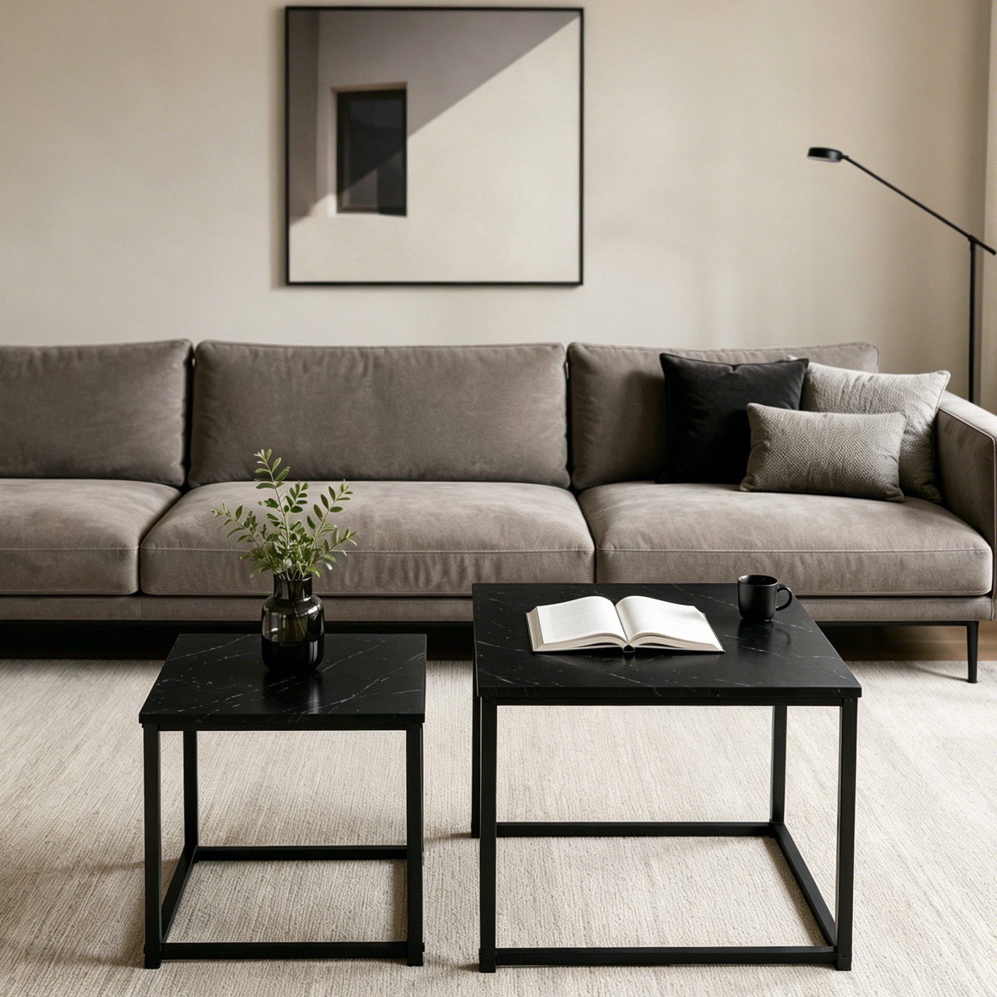BIGTREE Couchtisch 2er Set Wohnzimmertisch Set Quadratisch Wohnzimmer Tisch (Set, 2er Set), Maße: groß:40×40×50cm klein:30×30×40cm