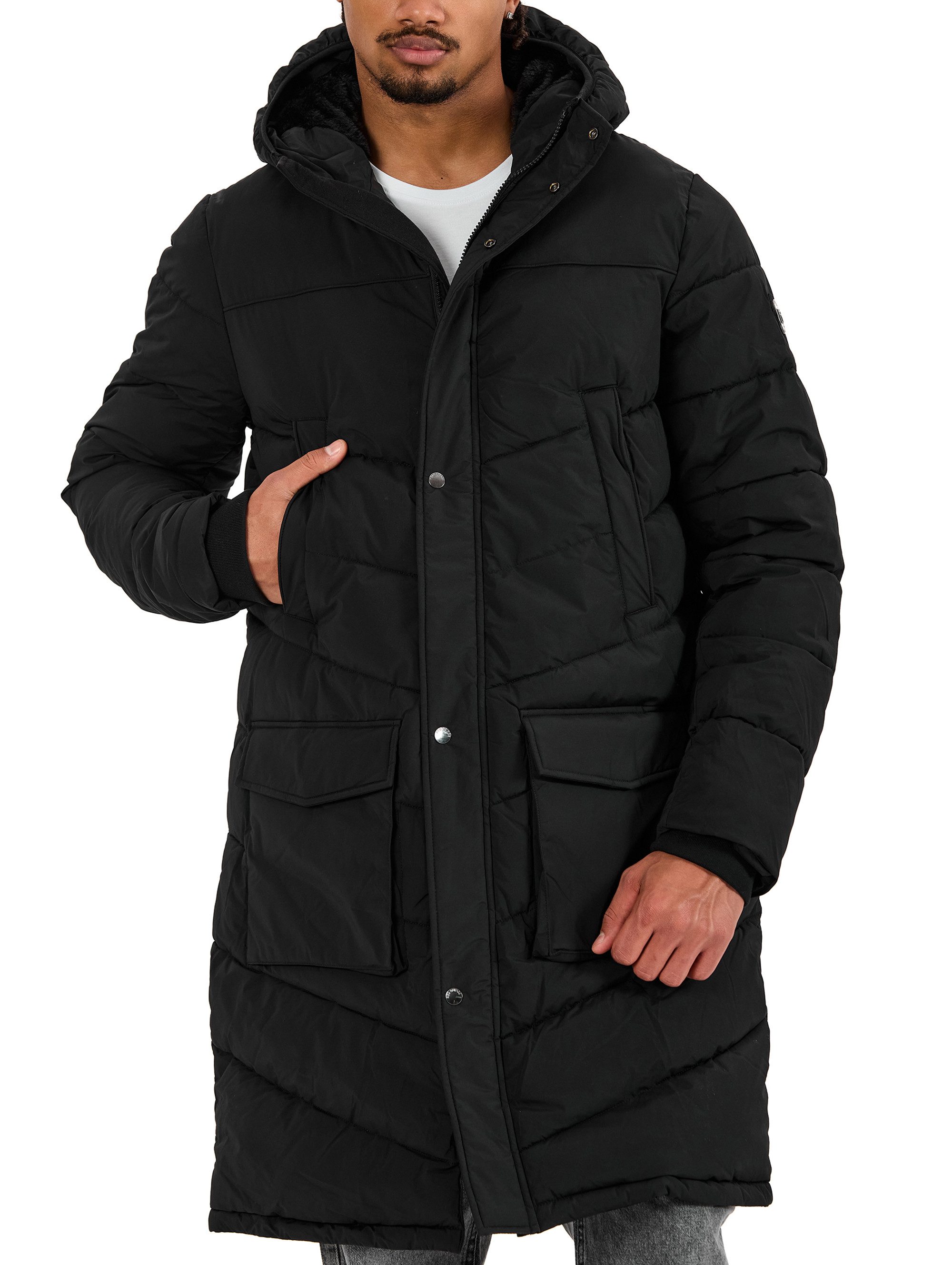 RedBridge Winterjacke mit Kapuze Langer Steppmantel mit praktischen Taschen günstig online kaufen