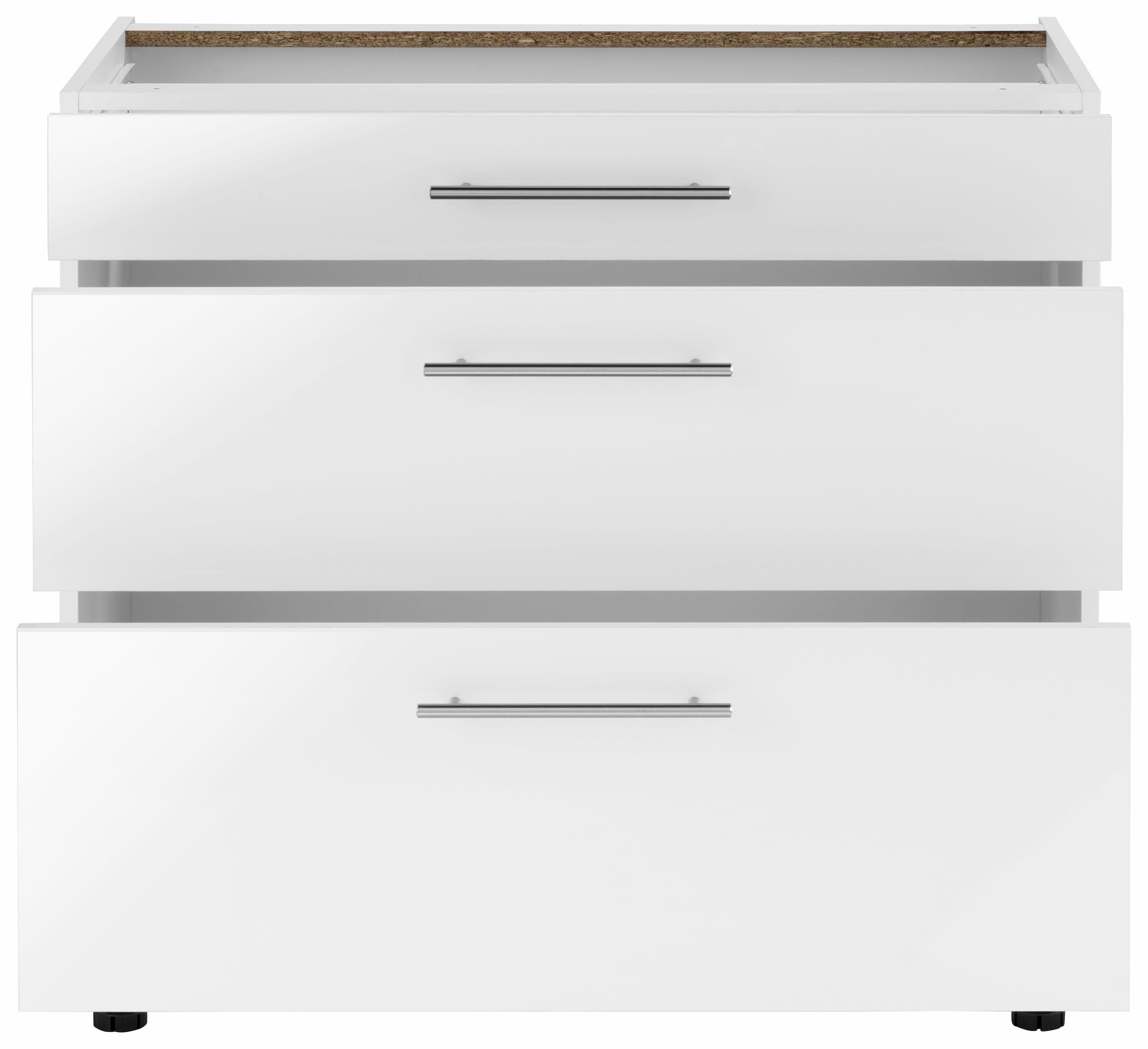90 cm, Glanz mit Soft-Close-Funktion wiho Küchen Breite Ela weiß Unterschrank
