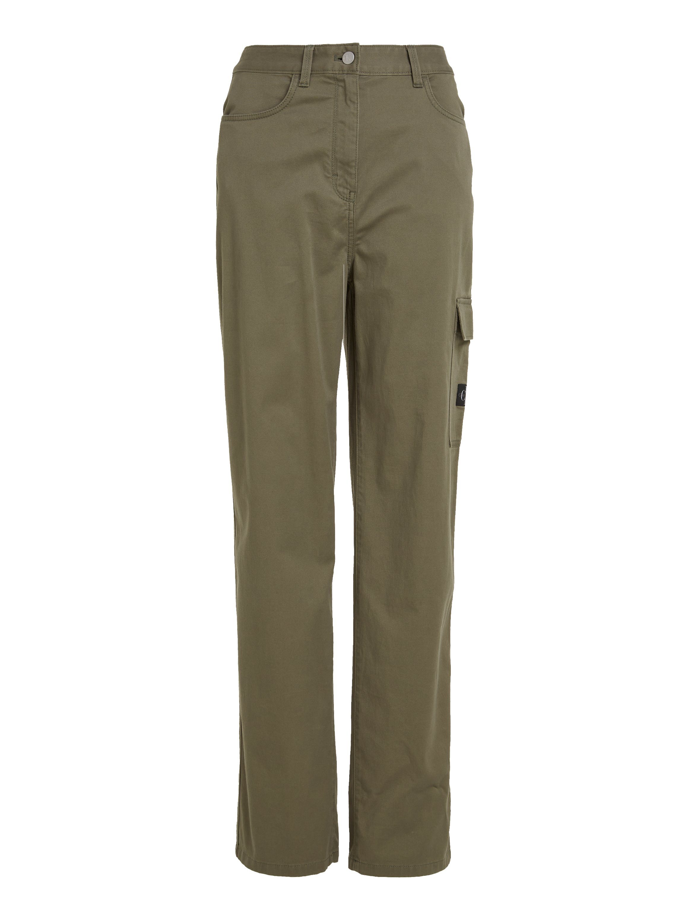 RISE Olive Dusty Stretch-Hose STRAIGHT Calvin Jeans Klein TWILL HIGH STRETCH
