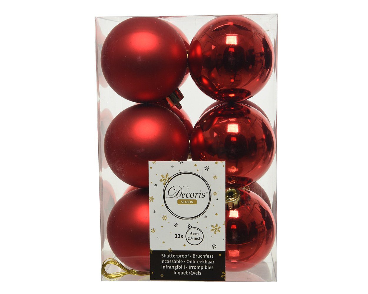 Weihnachtskugeln 12 weihnachtsrot, Kunststoff Kaemingk Weihnachtsbaumkugel, Stück Decoris 6cm season decorations