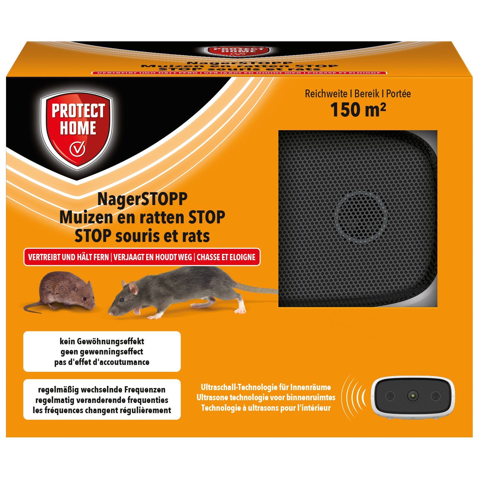 Ultraschall-Tierabwehr NagerStopp 150qm Ultraschall gegen Nager wie Mäuse und Ratten