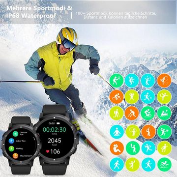 Carneedi Smartwatch (1,39 Zoll, Android iOS), Herren telefonfunktion sportuhr uhren sportmodi aktivitätstracker