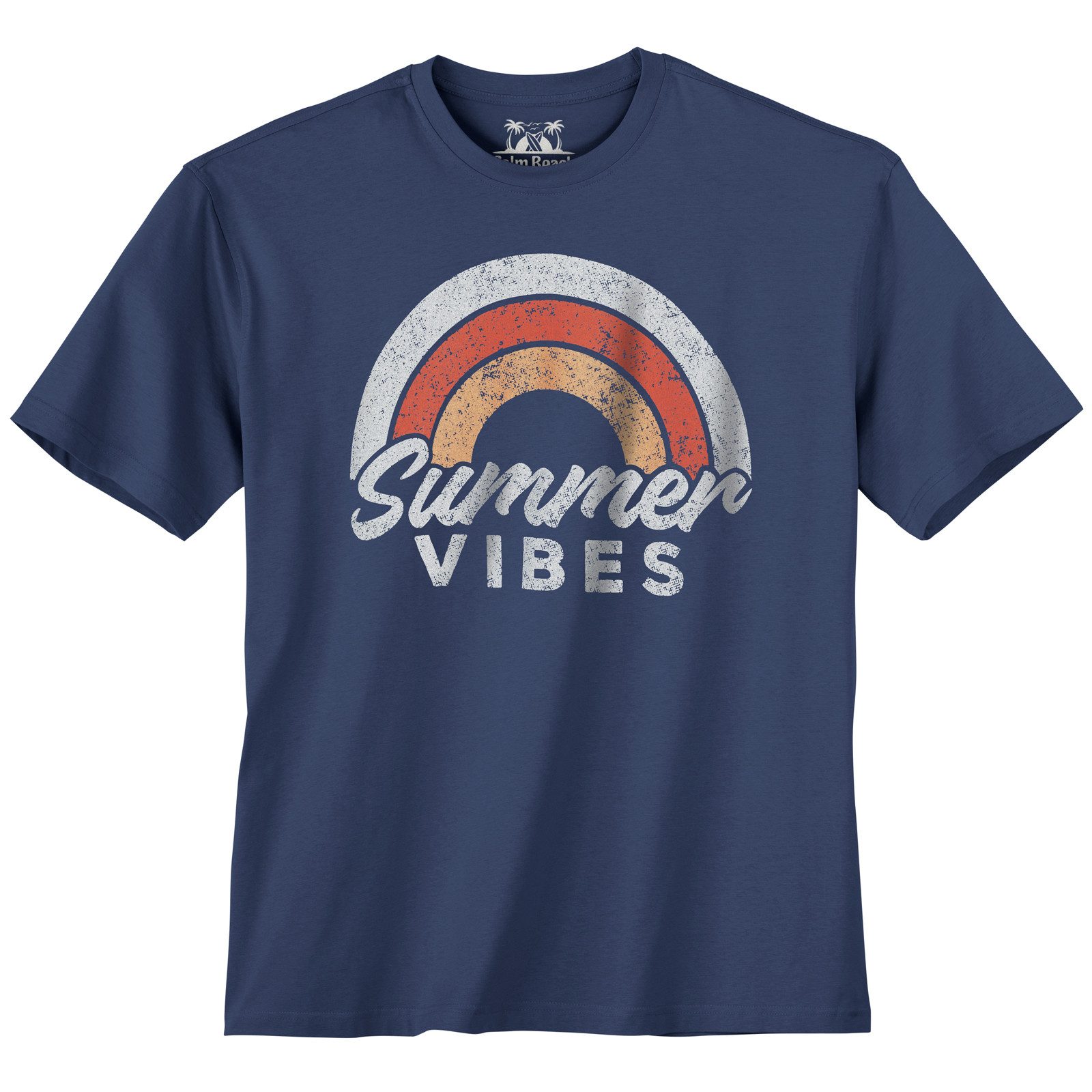 Print-Shirt Calm Beach Übergrößen T-Shirt denimblau Summer Vibes