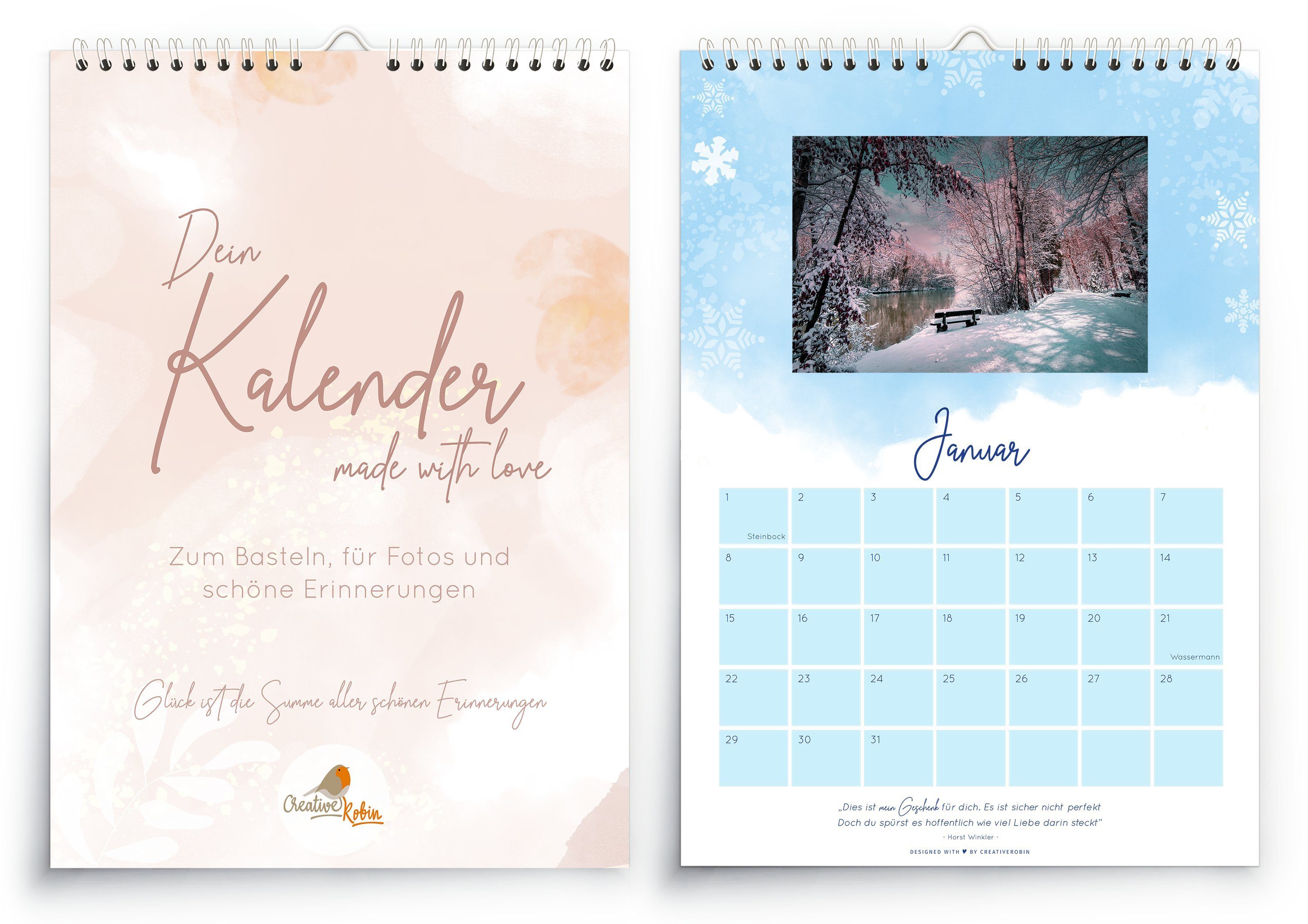 CreativeRobin Wandkalender Fotokalender & Bastelkalender mit charmanten Sprüchen