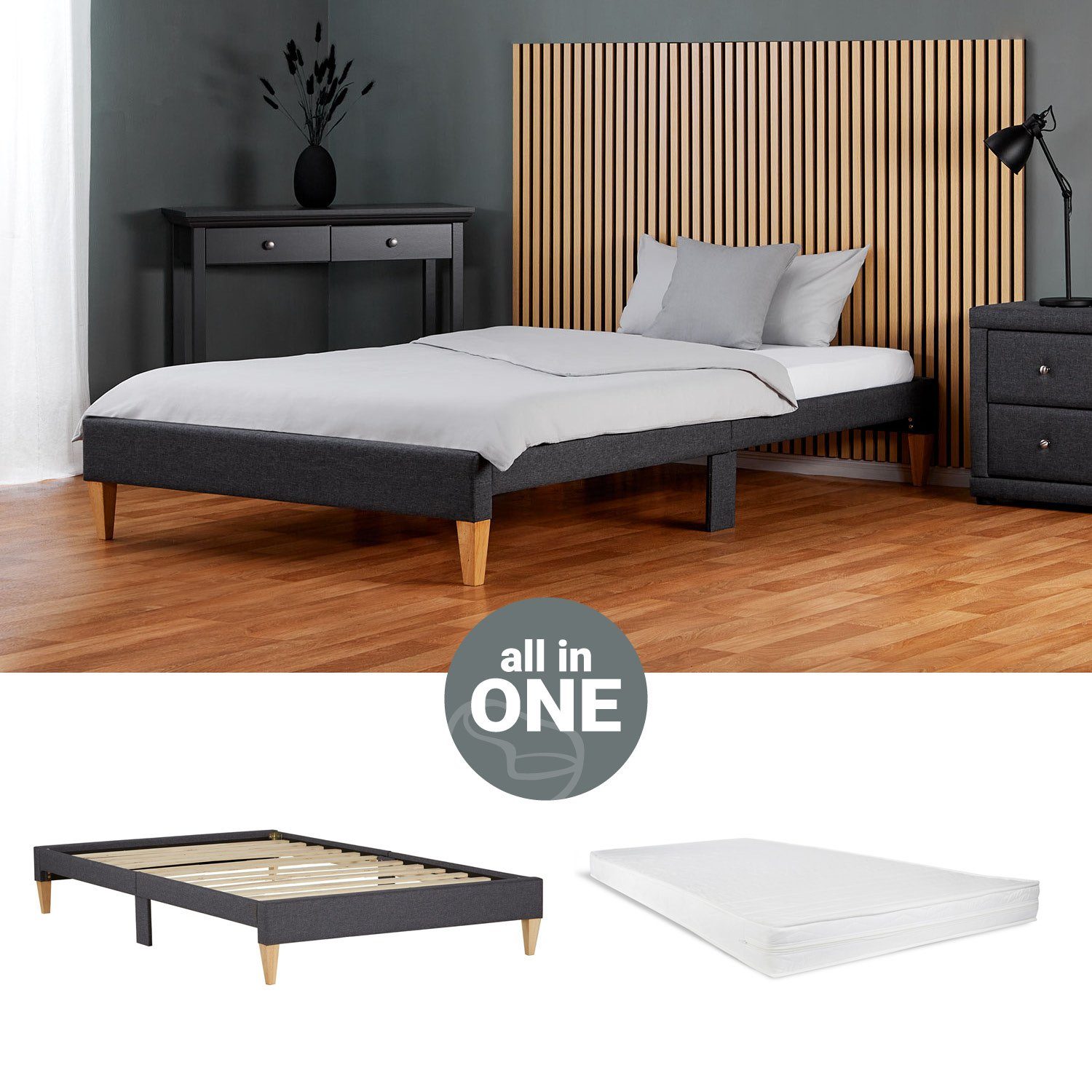 Homestyle4u Polsterbett 90x200 oder 140x200 Grau günstig online kaufen