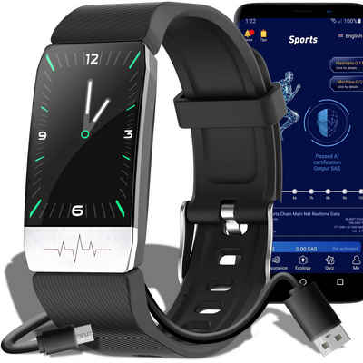 Retoo Smartband Bluetooth Fitness Tracker Sport Schlafüberwachung Schwarz Smartwatch, Smartwatch, Bedienungsanleitung Aufladekabel, Displayschutzfolie, Gesundheits-Tracking, Komfort, Ästhetisches Design, Schlafüberwachung