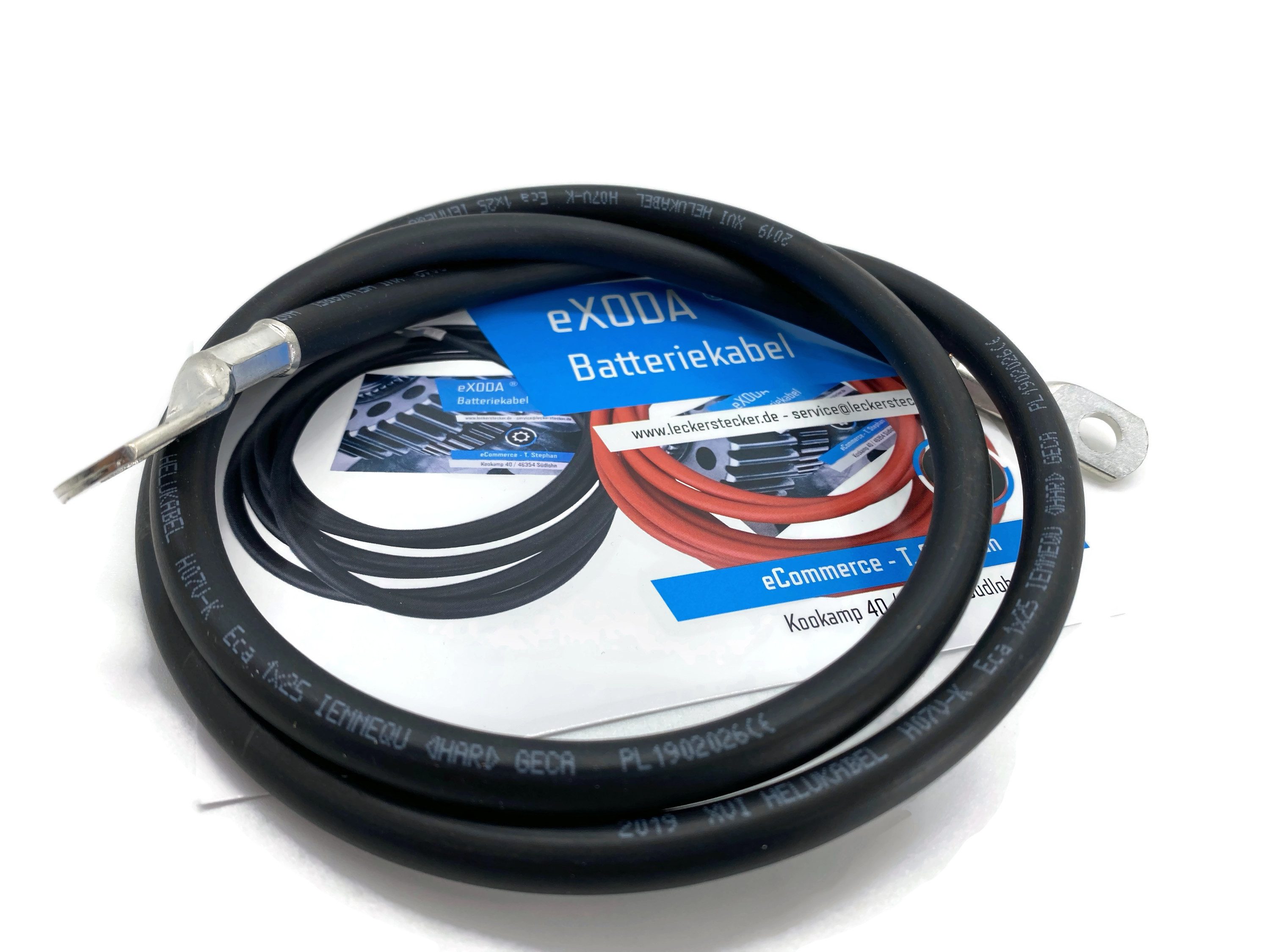 eXODA 25 mm2 M8 M10 Batteriekabel, Schwarz, (100 cm), 99% Kupfer