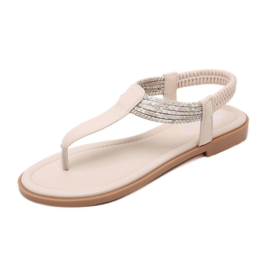 YOOdy~ flache böhmische Riemchensandale Damen-Sommer-Sandalen Mode flache Riemchensandale Mandel