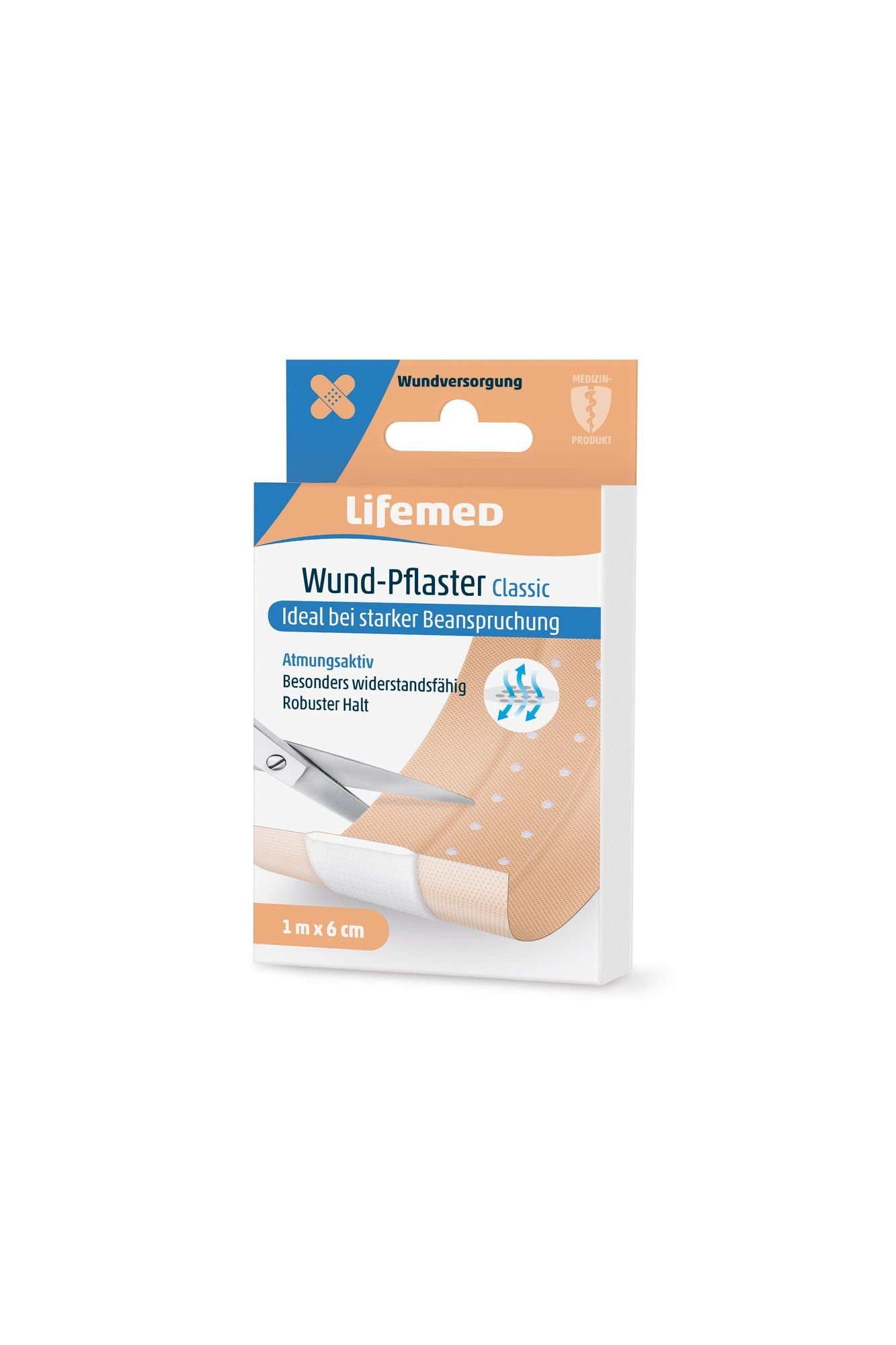 LifeMed Wundpflaster Lifemed Wund-Pflaster 1 m x 6 cm hautfarben Classic