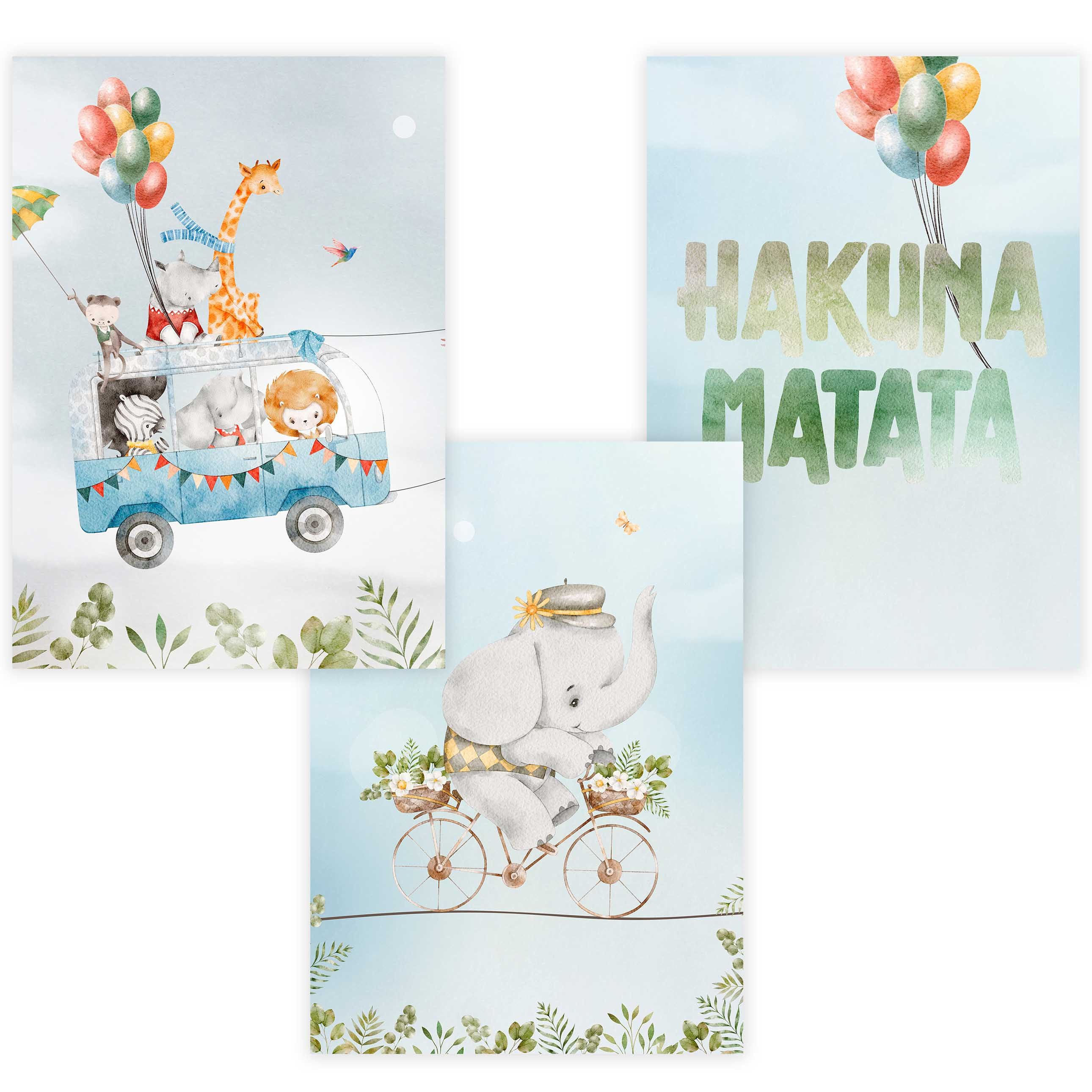 Poster Kinderzimmer Poster 3er Set Premium P754 / Hakuna Matata Party