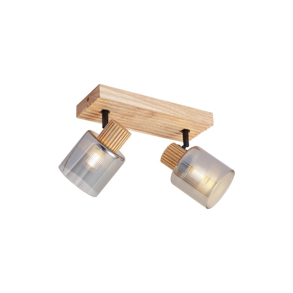 Qazqa LED Aufbaustrahler Gracy, ohne Leuchtmittel, E14, Braun, Modern, Holz, 2-flammig