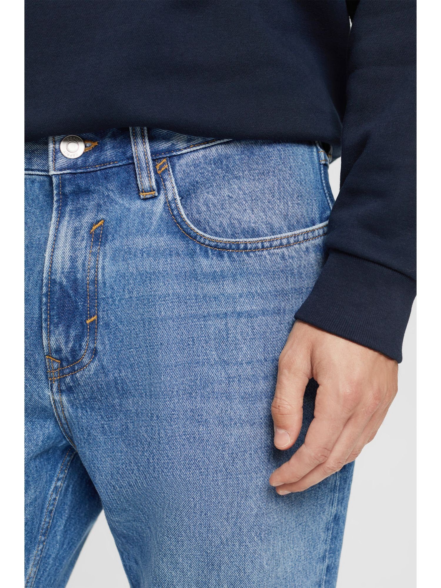 Esprit Straight-Jeans Jeans Organic mit BLUE Cotton MEDIUM Bein, geradem WASHED