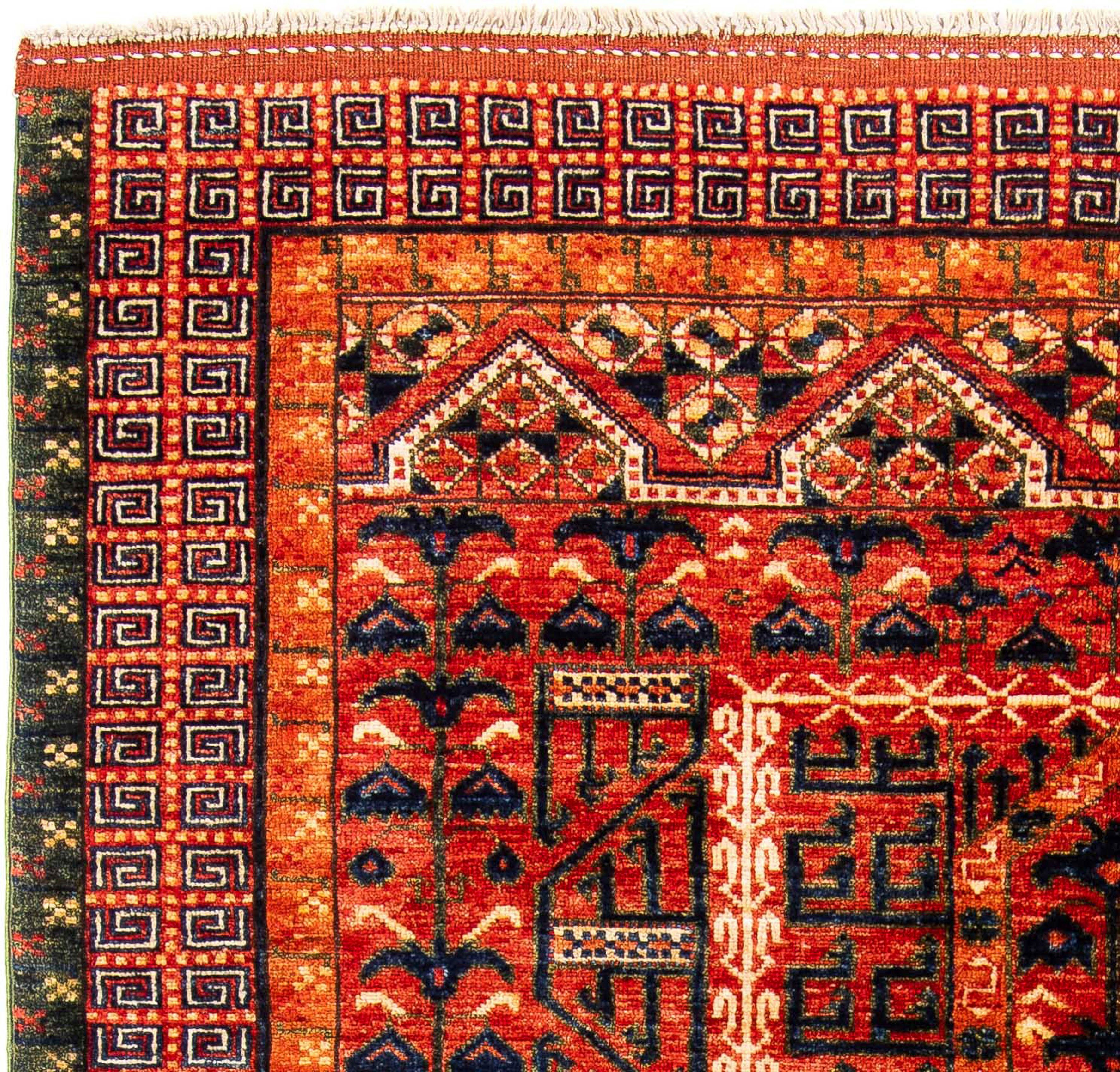 Orientteppich Afghan - 196 x Höhe: 7 Handgeknüpft, mm, Zertifikat cm Wohnzimmer, morgenland, mit rot, Einzelstück 158 - rechteckig