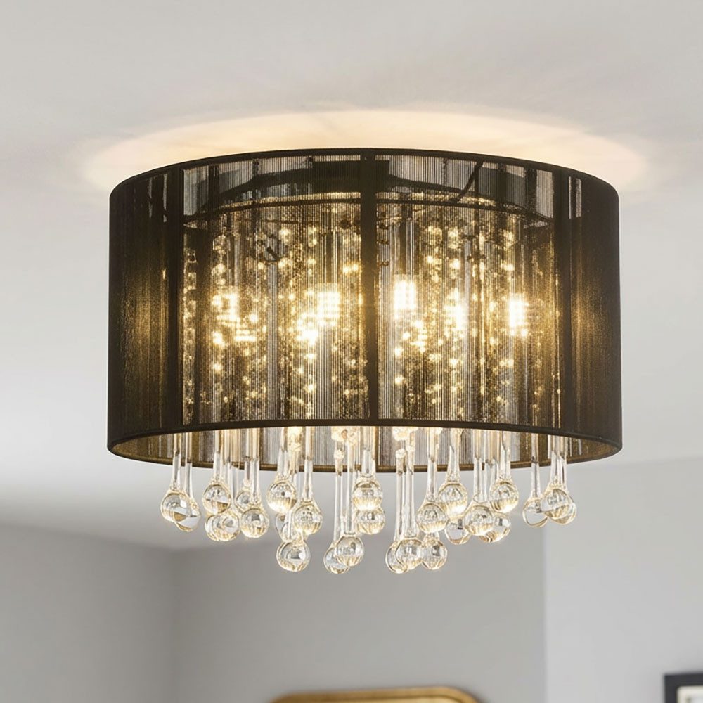 GLOBO LIGHTING LED Deckenleuchte, Leuchtmittel inklusive, LED Decken Hänge Leuchte Glas Kristall Wohn Zimmer Pendel Lampe Seide