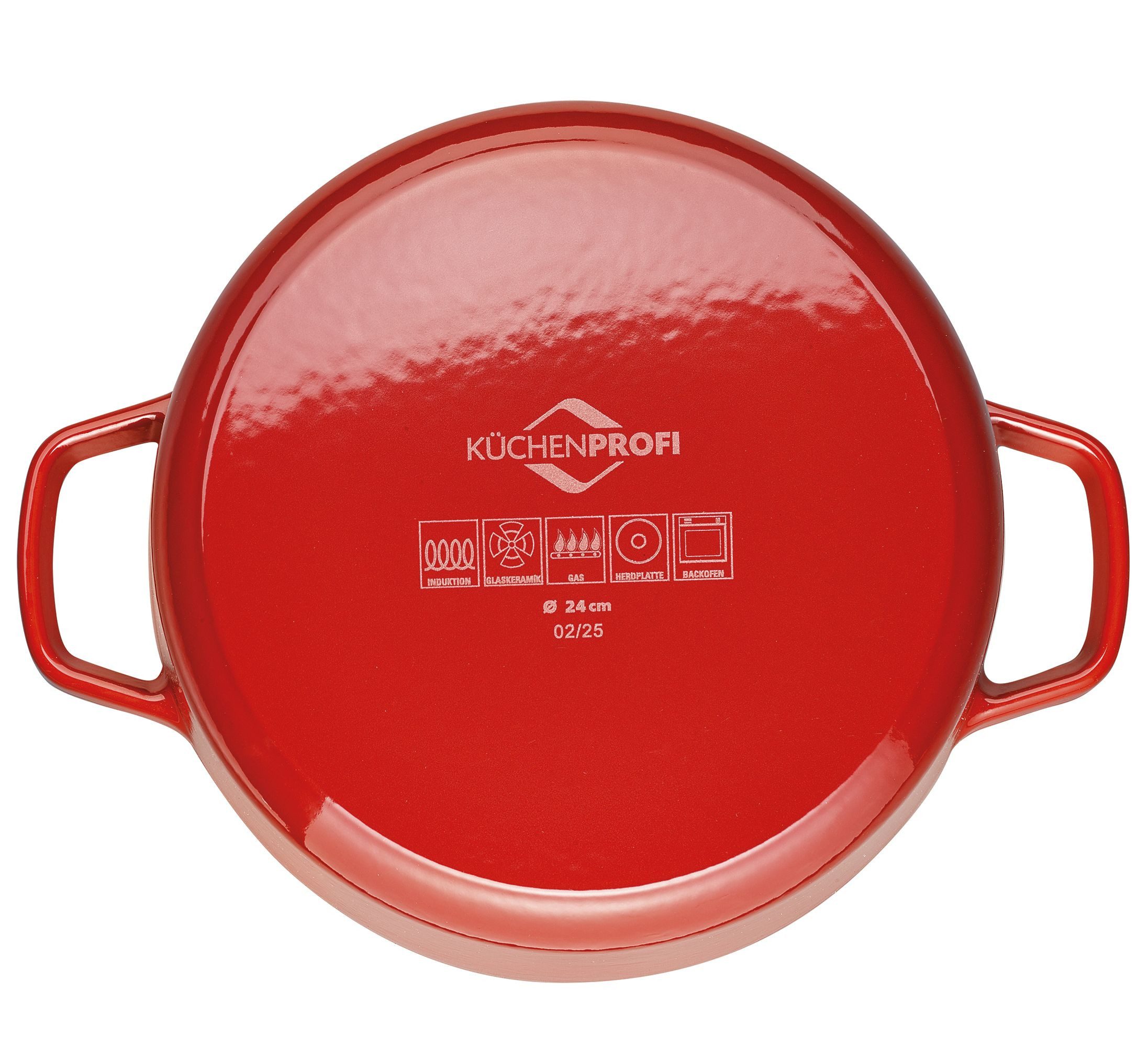 Küchenprofi Bratentopf Bratentopf BRETAGNE rund 24 cm rot, emailliertes Gusseisen, Gleichmäßige Hitzeverteilung und optimaler Wärmespeicher