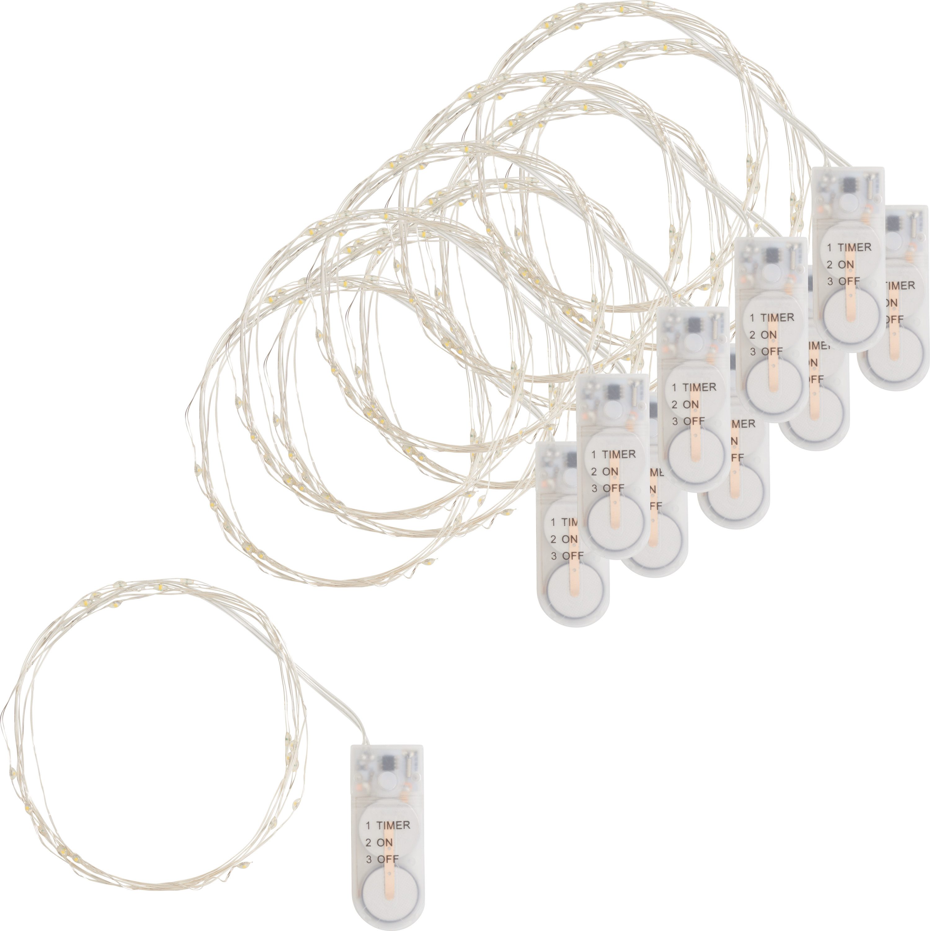 VBS XXL Lichterkette Micro-LED, 10 Stück, mit Timer, VBS Großhandelspackung