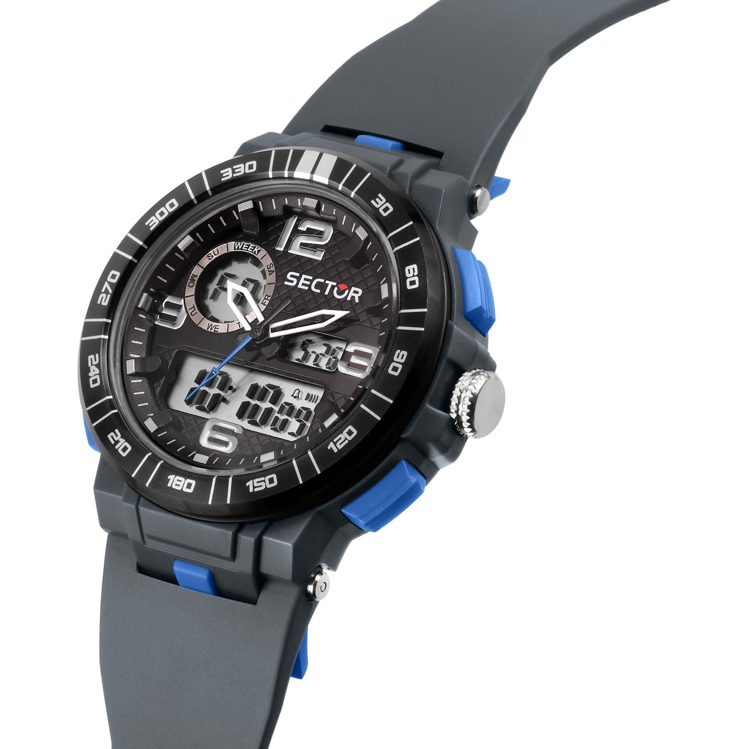 Sector Digitaluhr Sector Herren Armbanduhr Digital, (Digitaluhr), Herren Armbanduhr eckig, groß (40,3x39,7mm), PURarmband grau, Casual