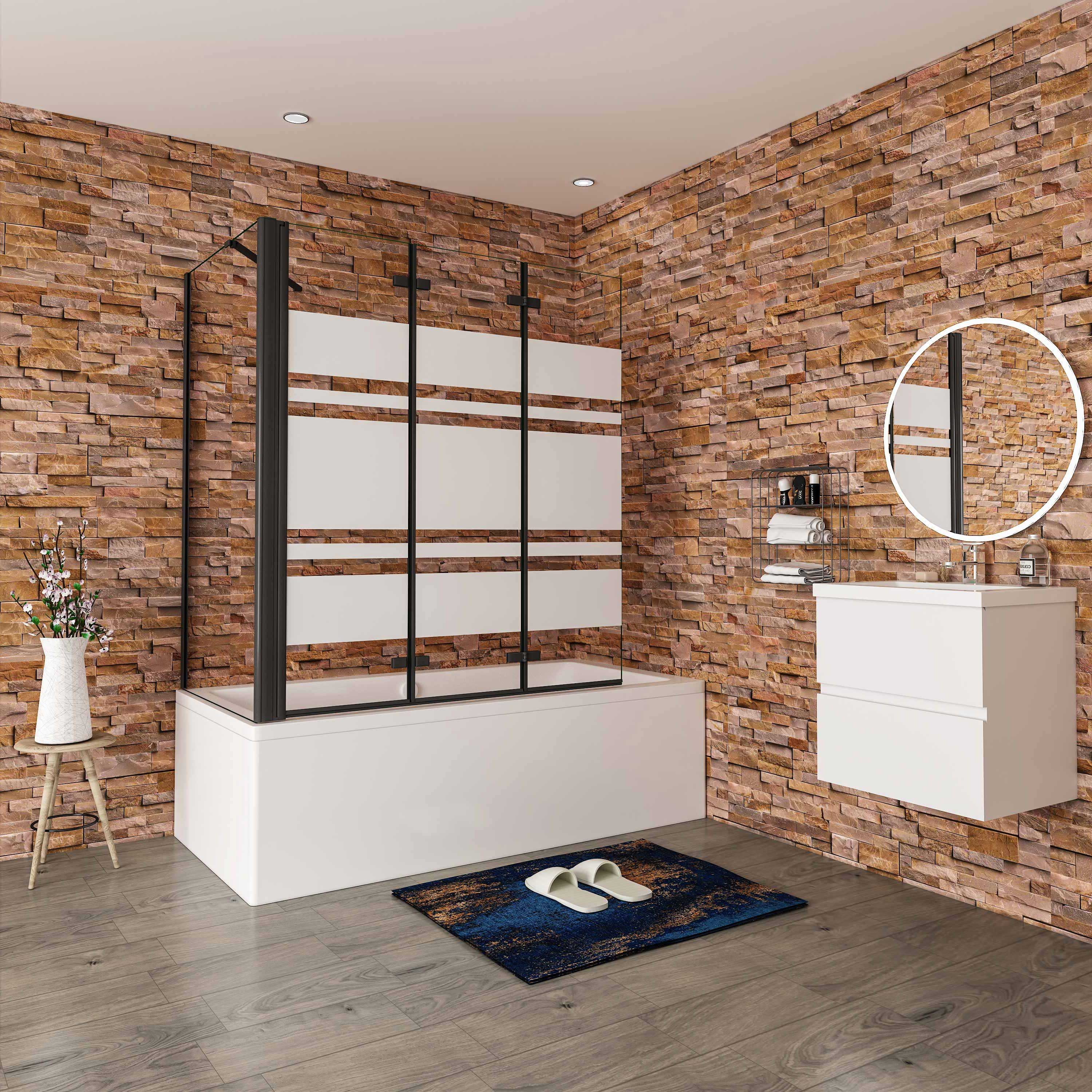 duschspa Badewannenaufsatz 140cm SchwarzFaltwand mit Seitenwand Duschabtren günstig online kaufen