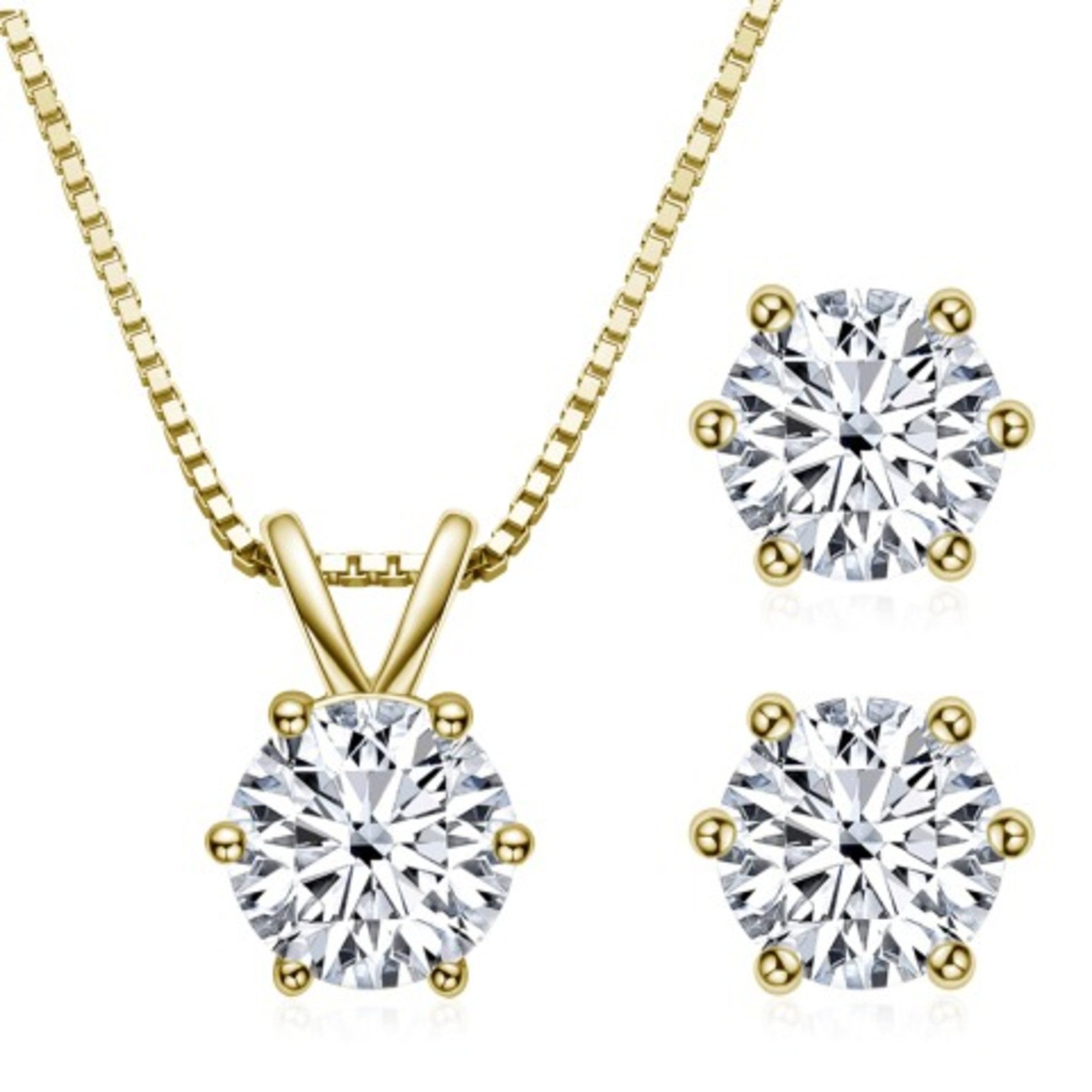ROUGEMONT Schmuckset Moissanit Damen Schmuckset Halskette +Ohrstecker 925 Silber 2,0ct, Echtschmuck mit Echtheitszertifikat 2,0ct