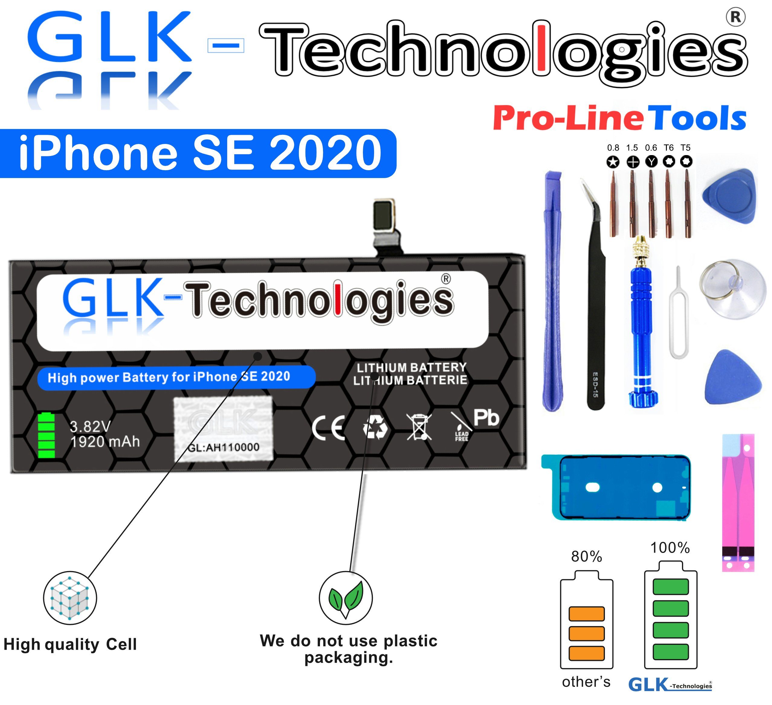(2020) A2296 Handy-Akku GLK-Technologies Battery Werkzeug iPhone A2312 SE APN Akku GLK für 2