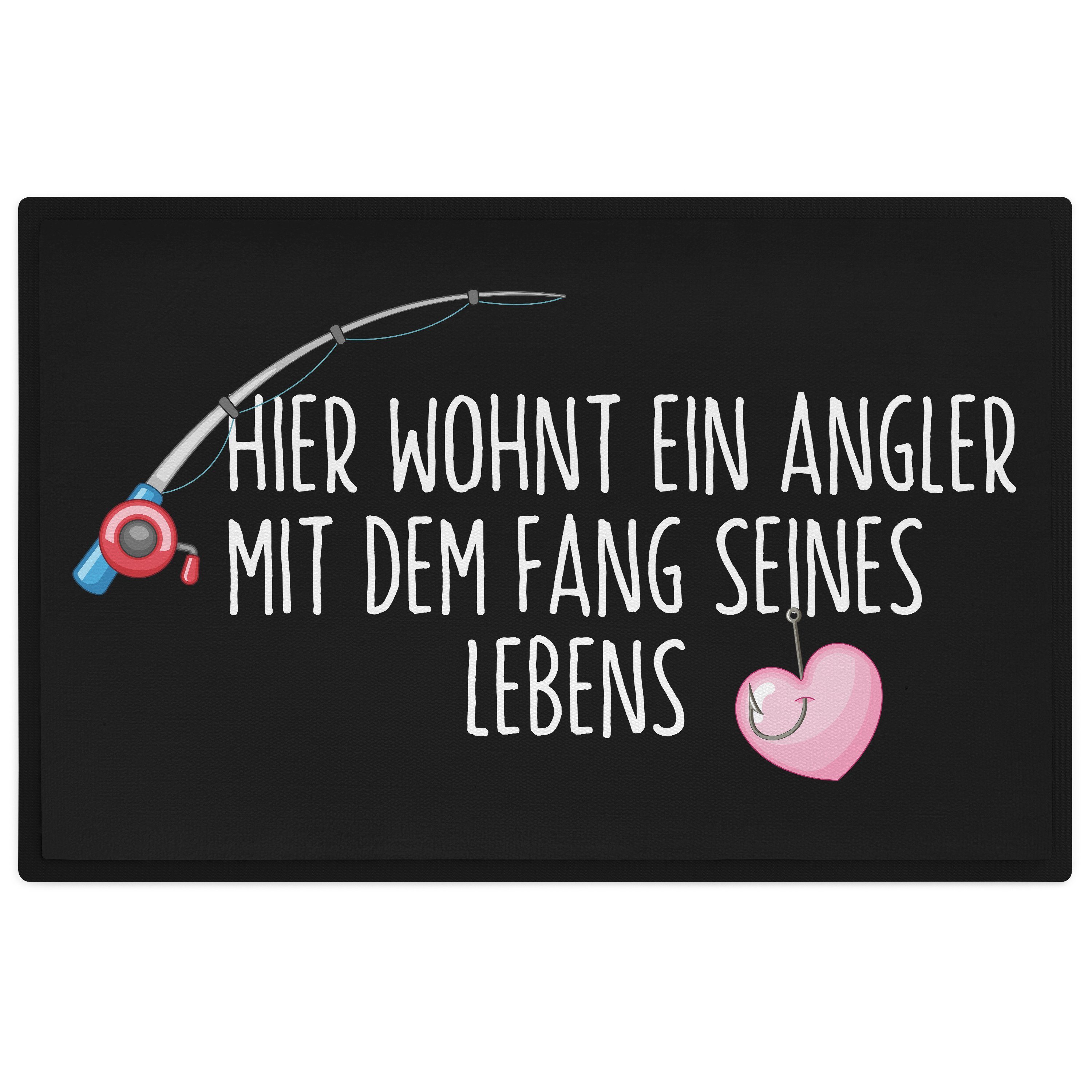 Trendation Fußmatte Fußmatte Angler Geschenk Angeln Lustiger Spruch Fussmatte 60x40 cm Hie